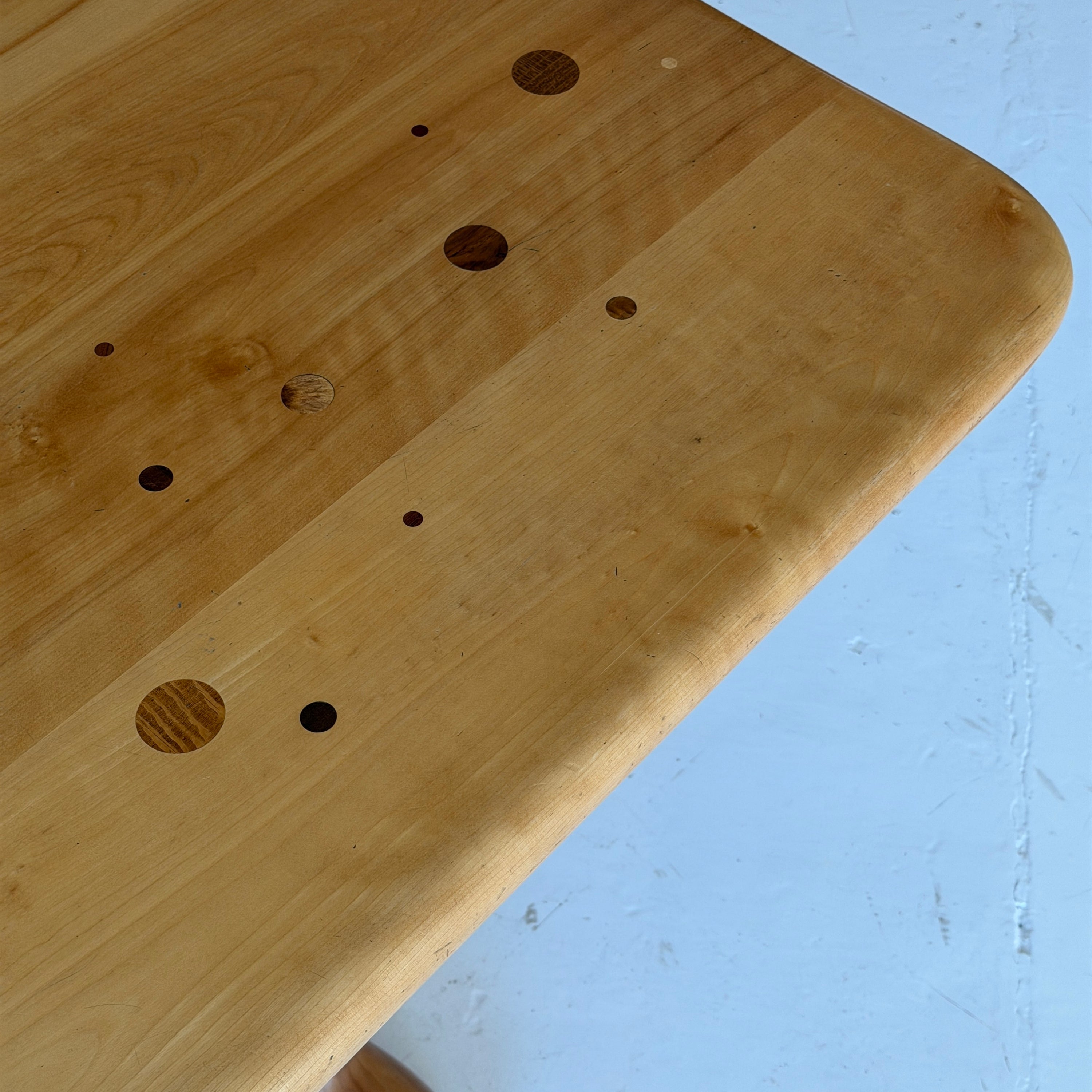 Mixed Wood Sculptural Inlaid Dining Table/Desk by Steven Spiro