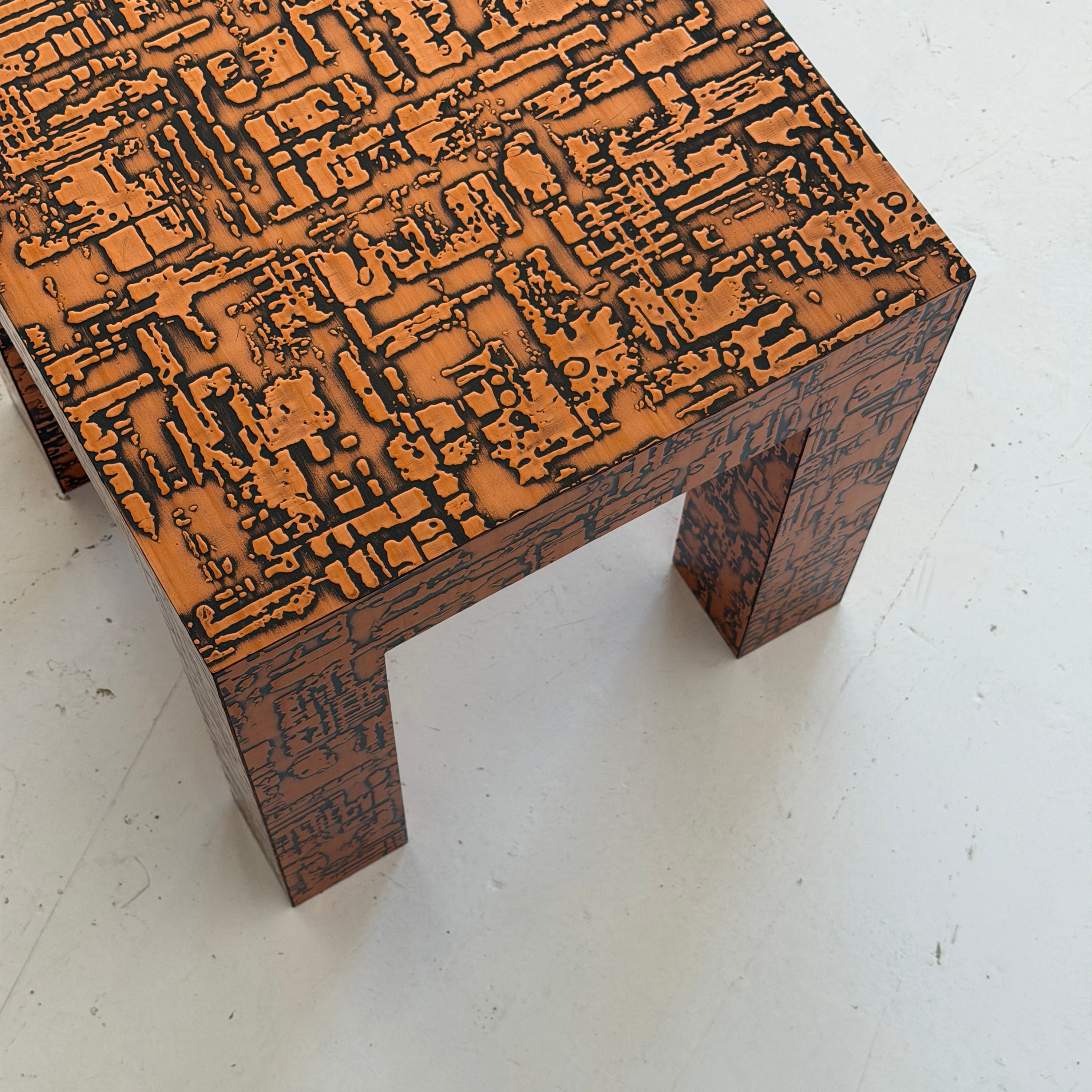 Embossed Copper Laminate Side Tables