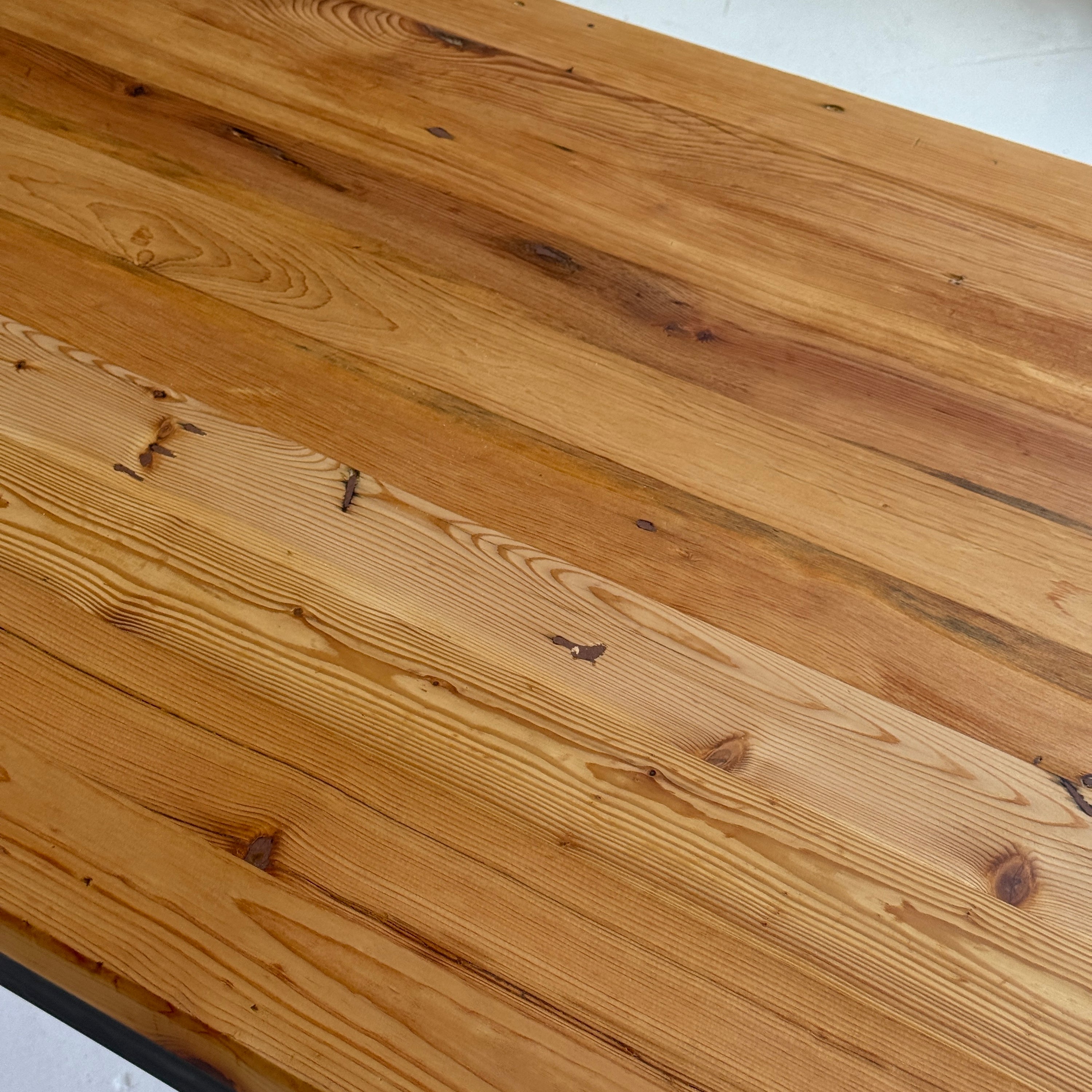 Primitive Pine/Metal Long Dining Table