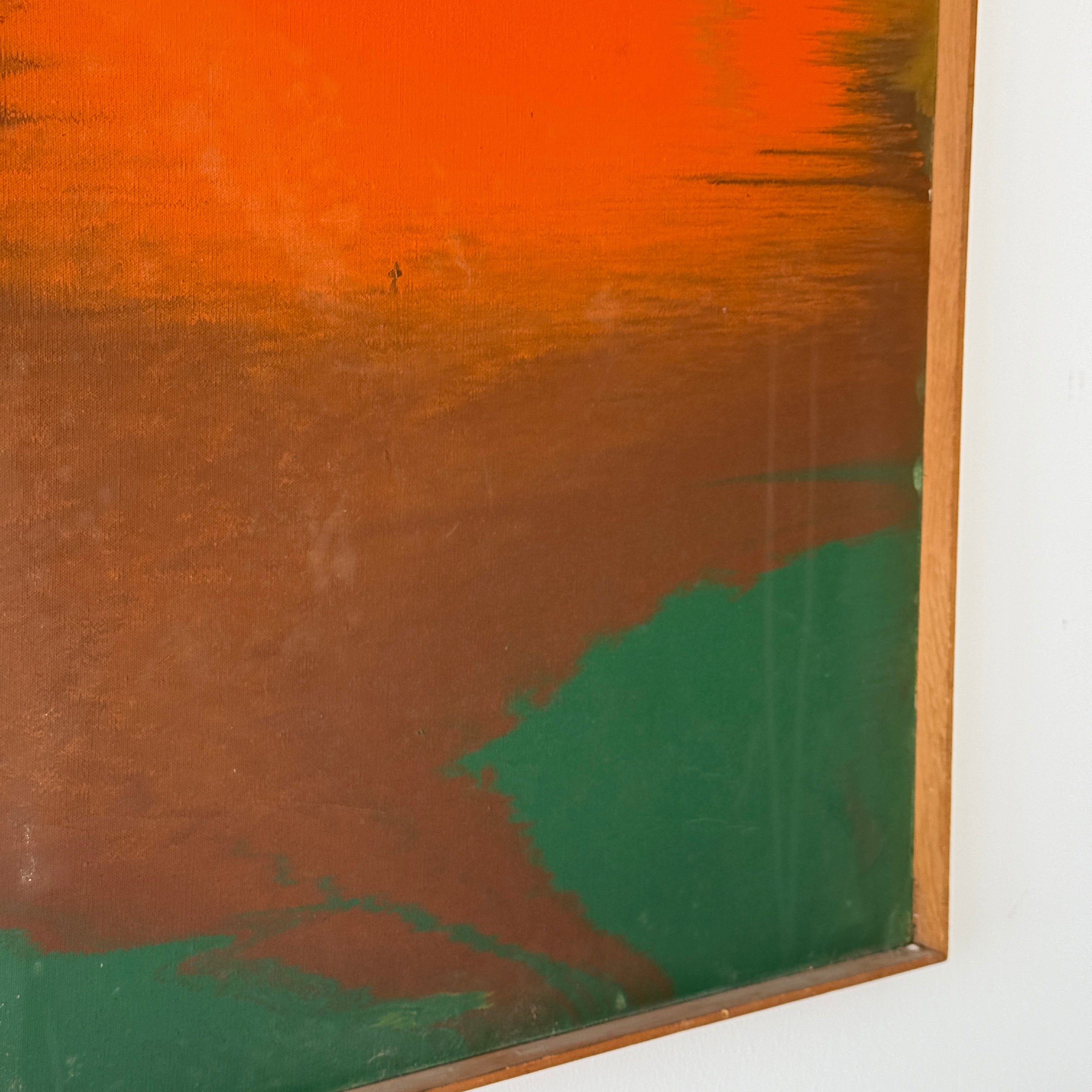 Modernist Framed Abstract Acrylic on Canvas Painting