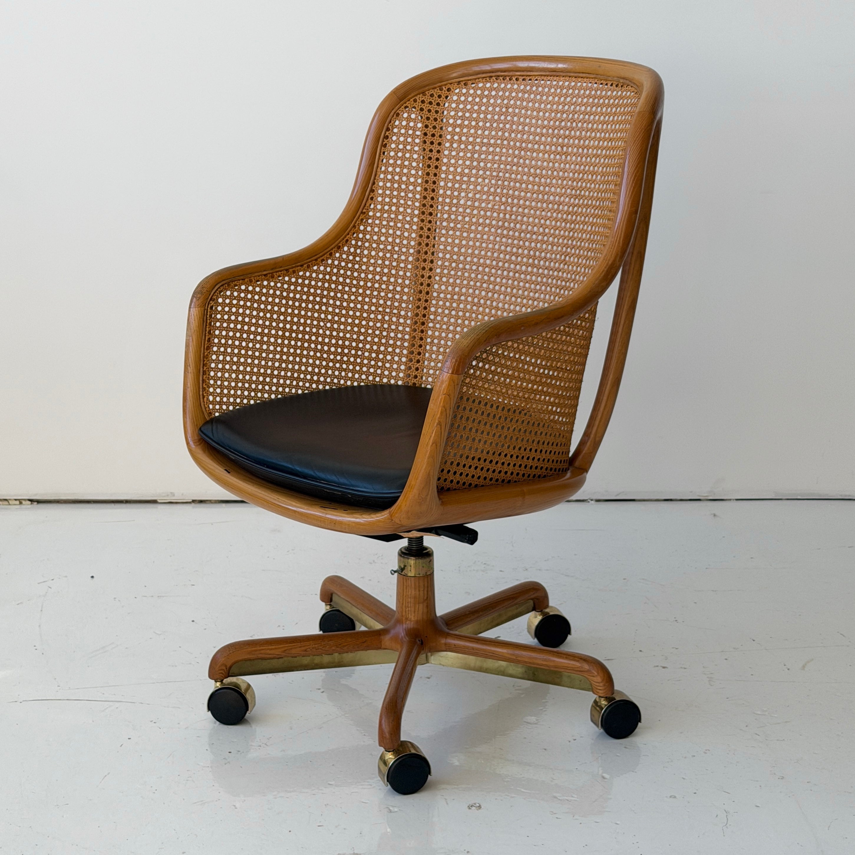 Caned Swivel Desk Chair by Ward Bennett