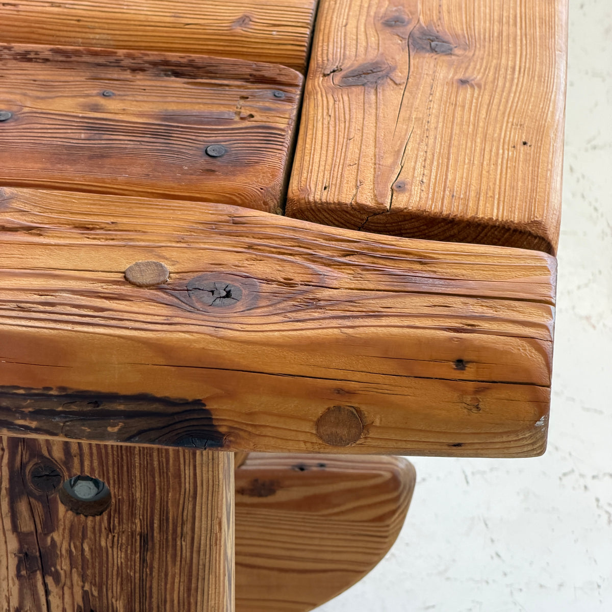 Belgian Brutalist Pine Dining Table