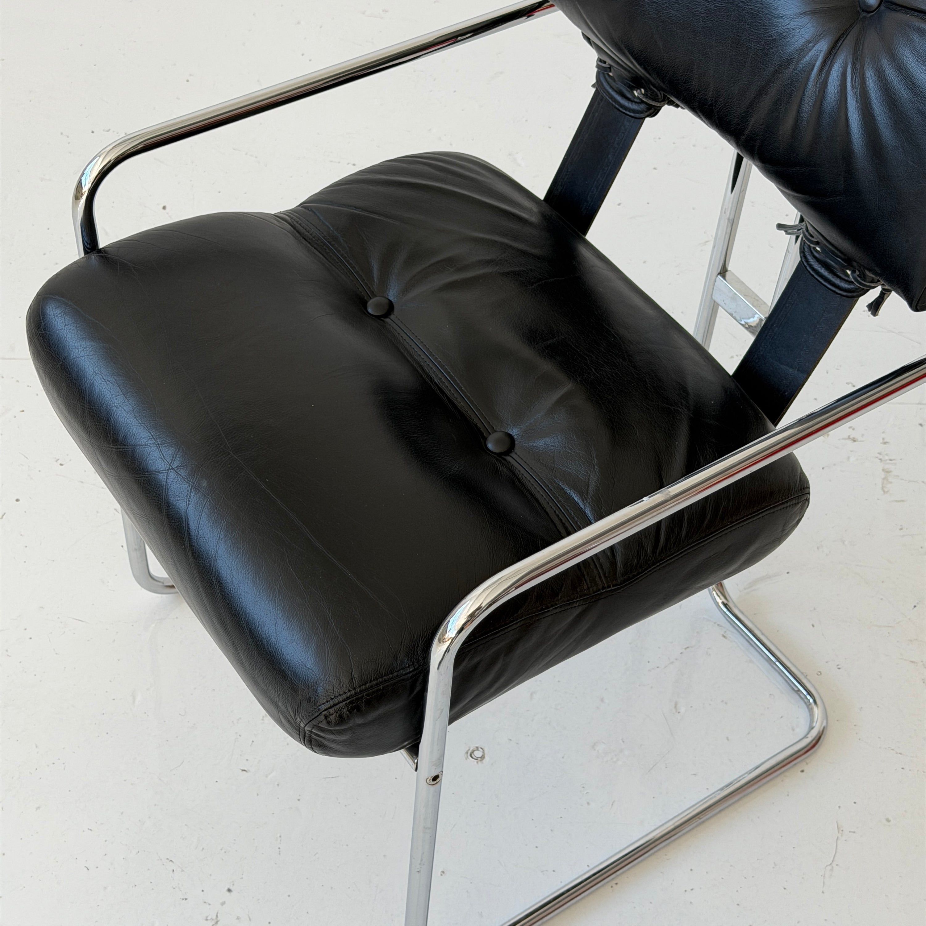 Leather Side Chair by Guido Faleschini for i4 Mariani