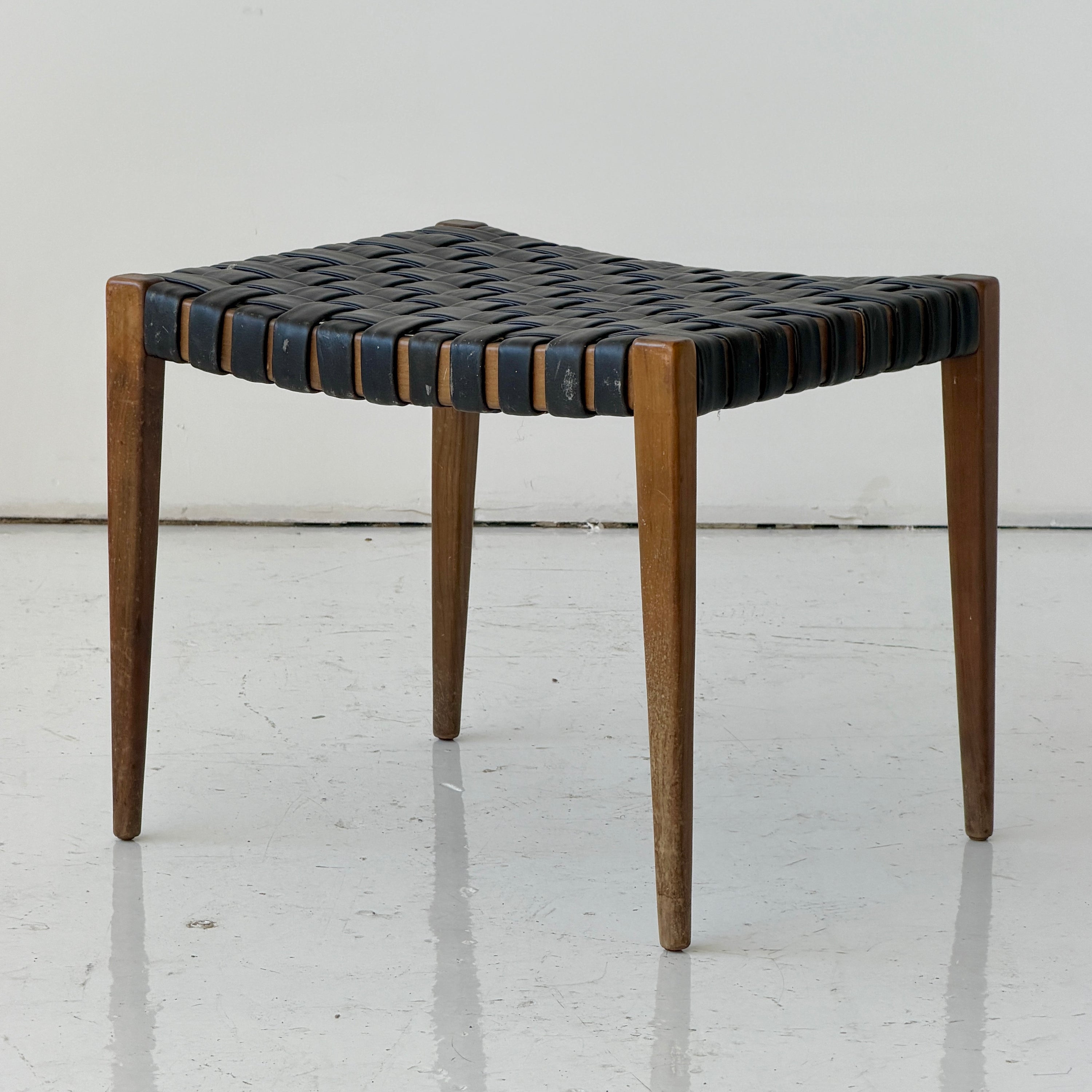 Mid Century Woven Wood Stool