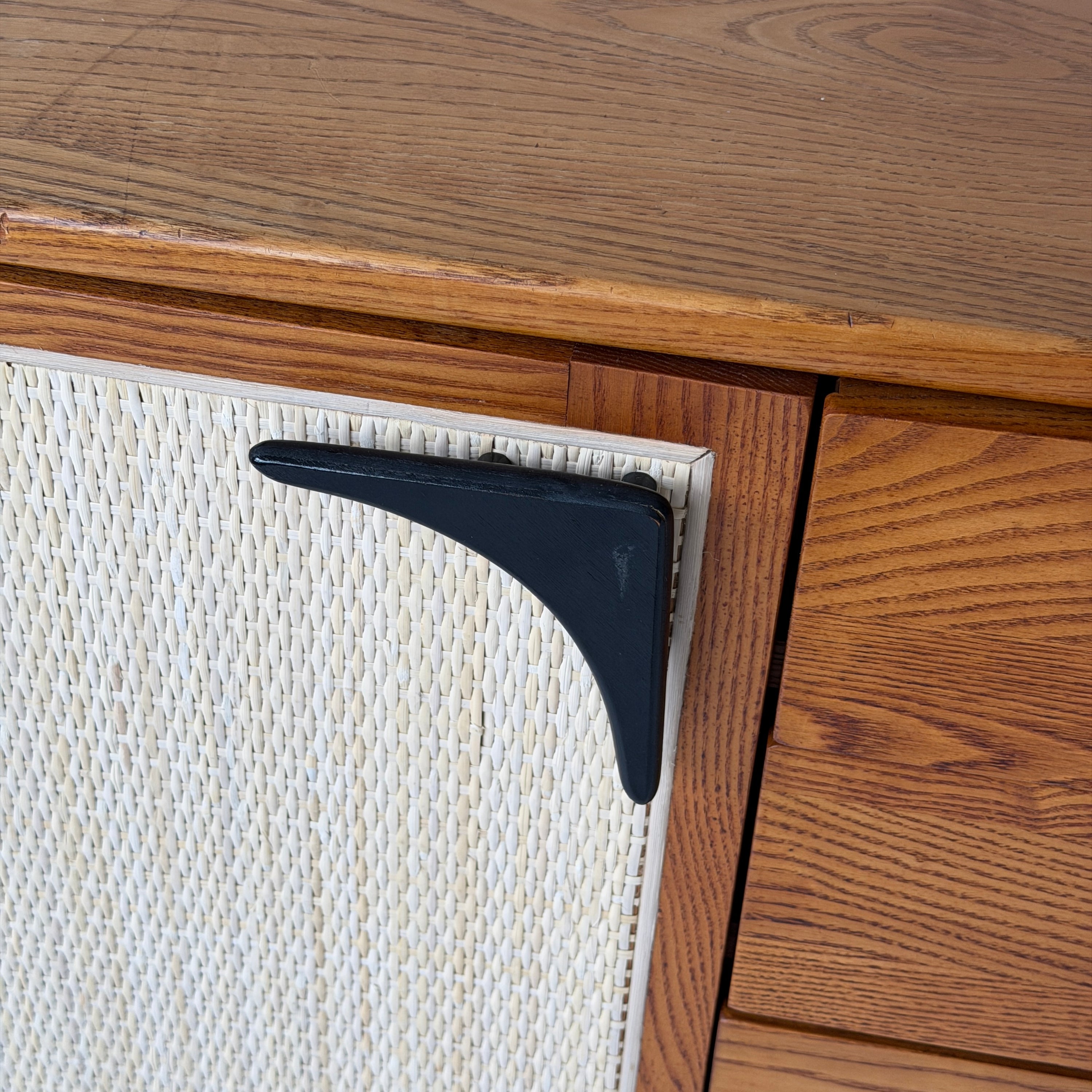 Cane/Oak Mid Century Credenza