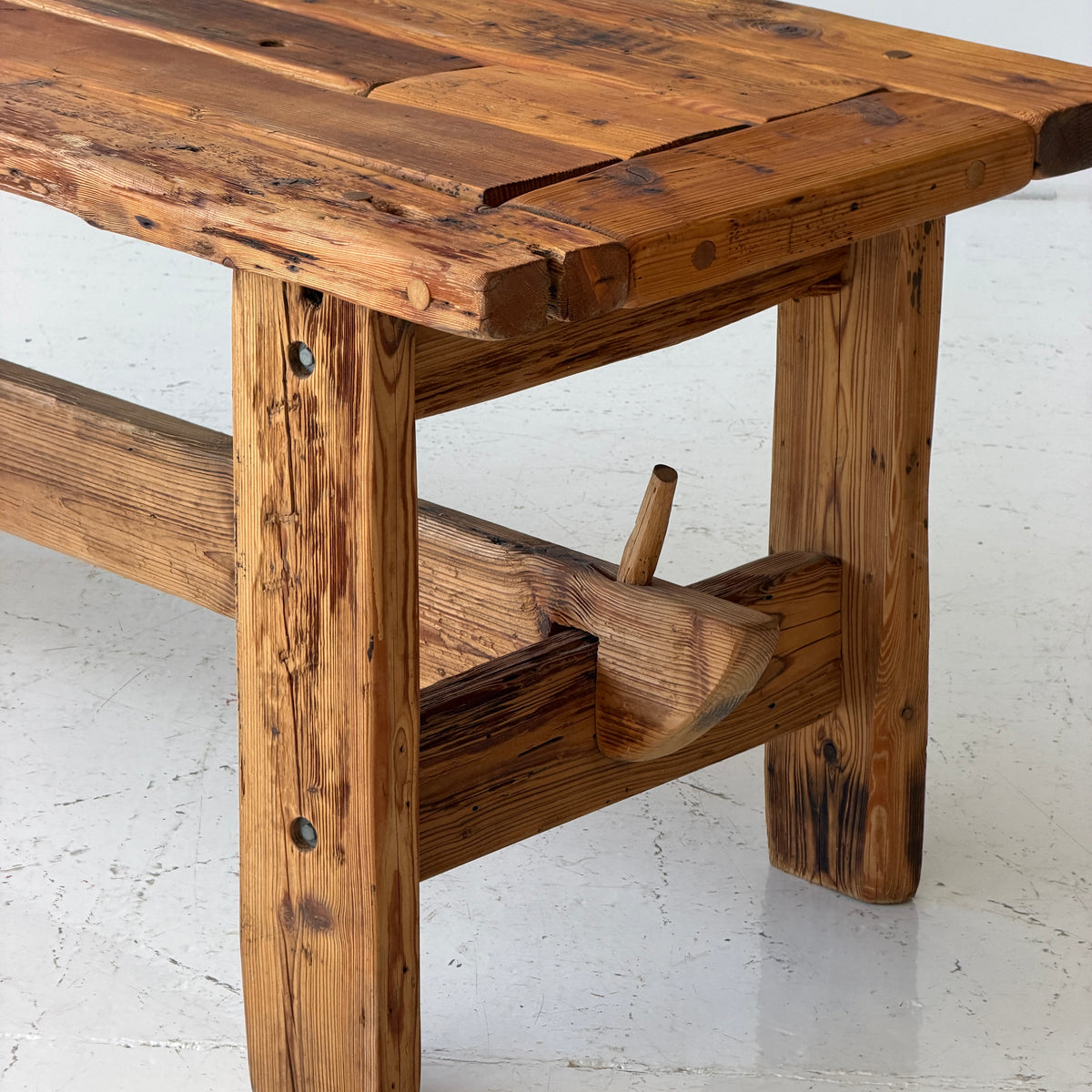 Belgian Brutalist Pine Dining Table