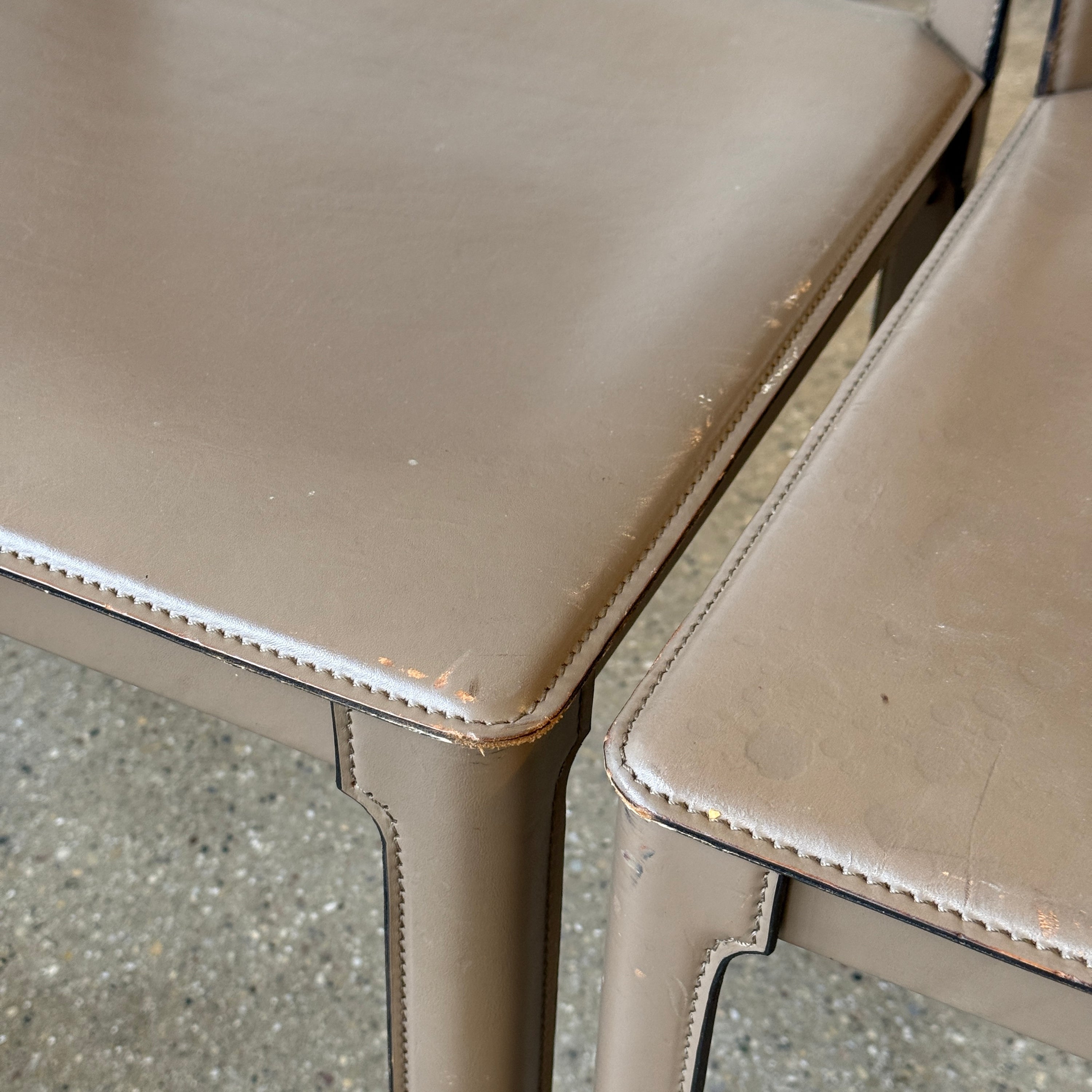 Italian Leather Dining Chairs by Matteo Grassi