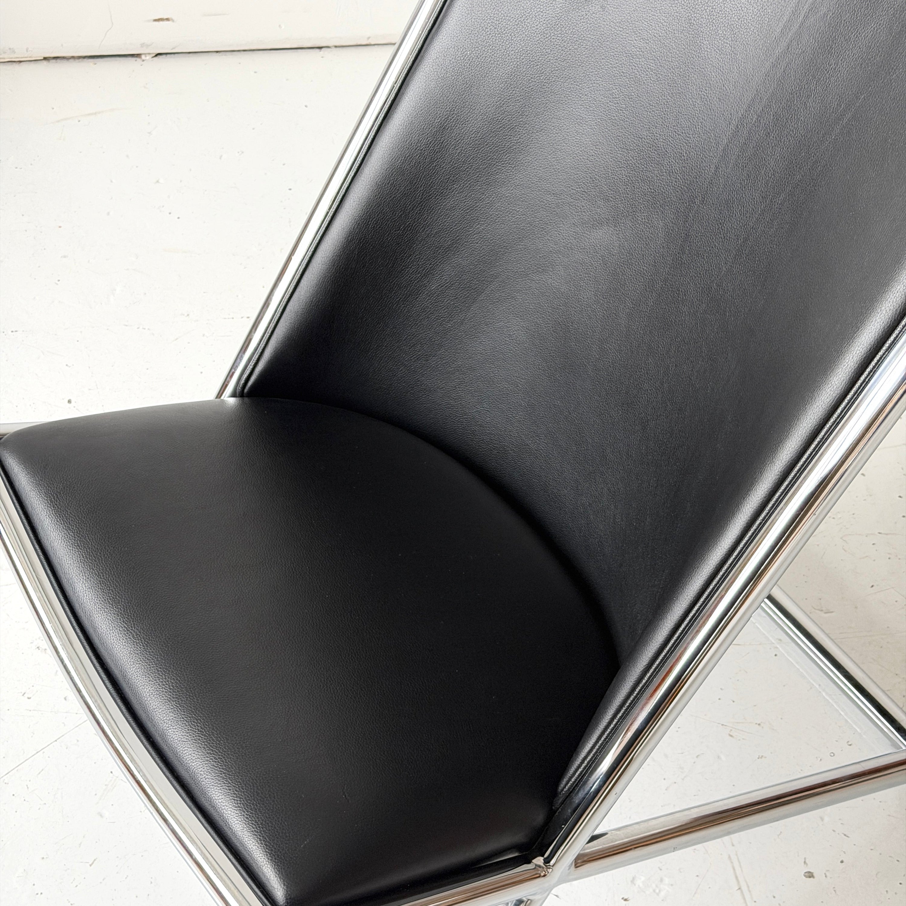 Leather Scissor Chairs by Ward Bennett for Brickell Associates