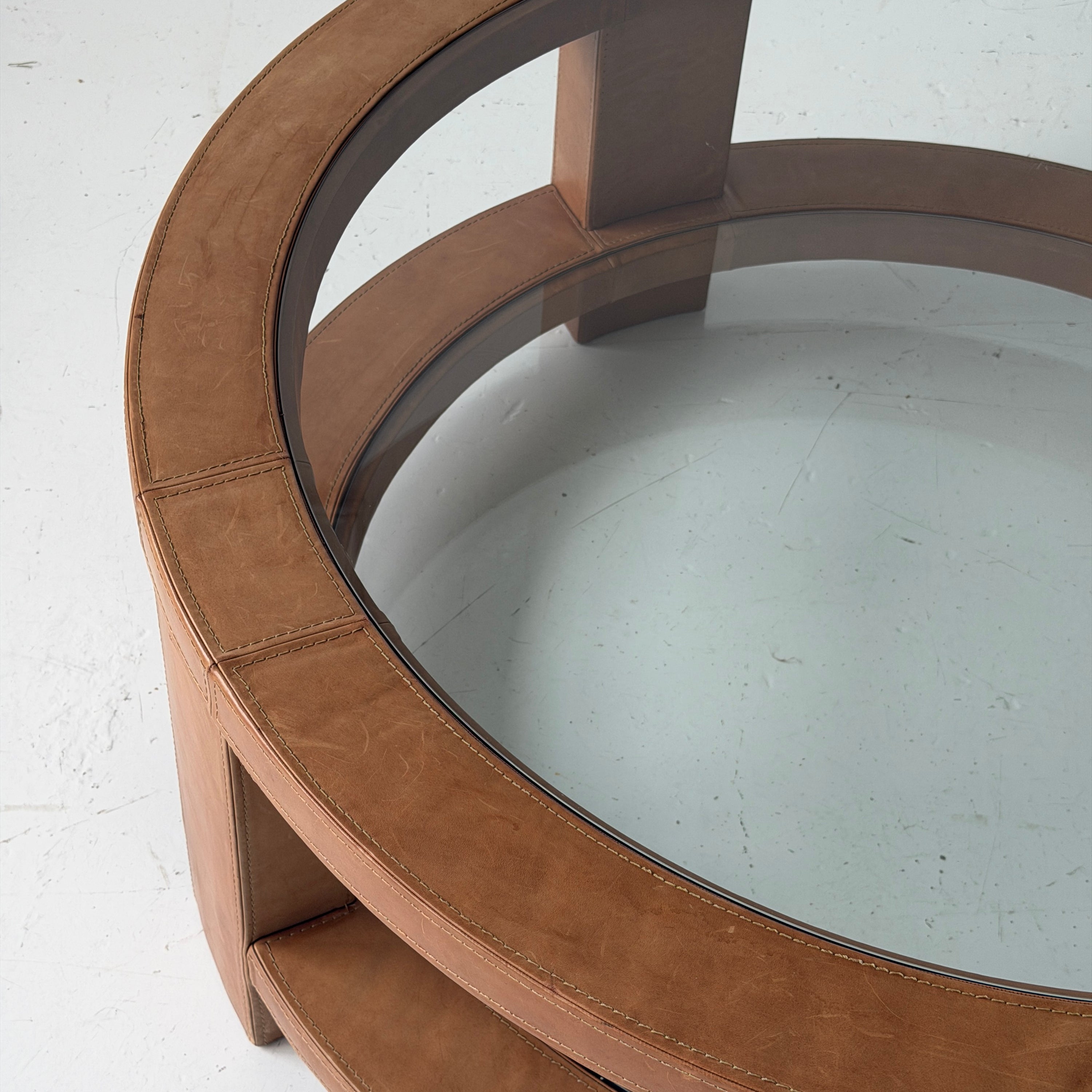 Belgian Leather Circular Coffee Table