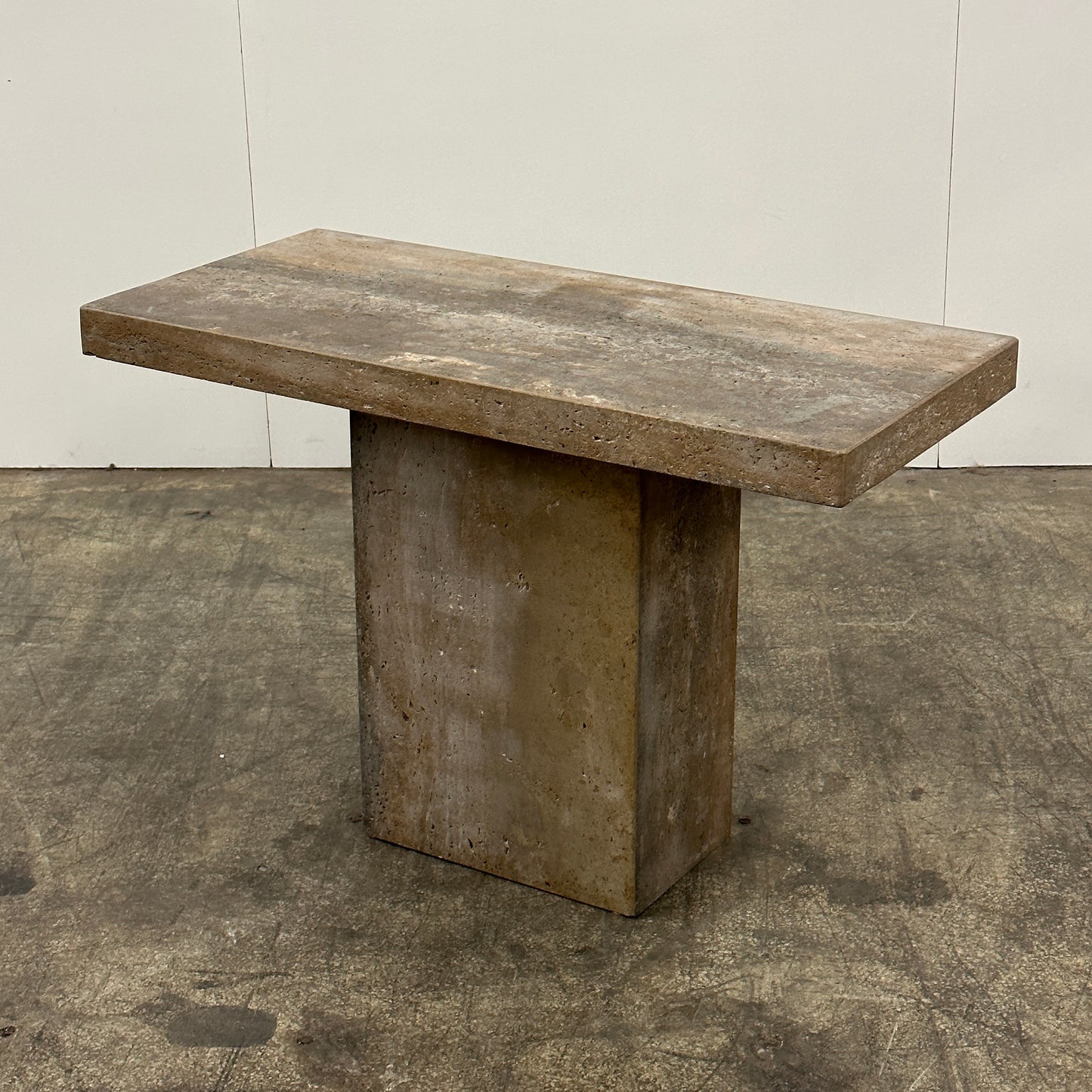 Walnut Travertine Console Table by Stone International
