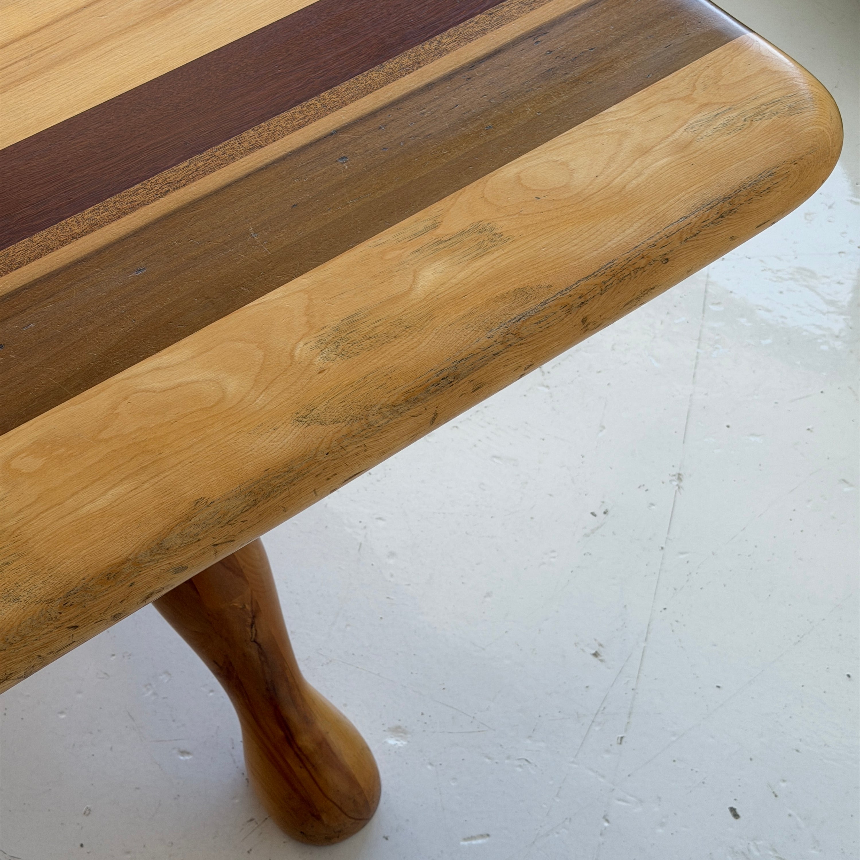 Mixed Wood Sculptural Inlaid Dining Table/Desk by Steven Spiro