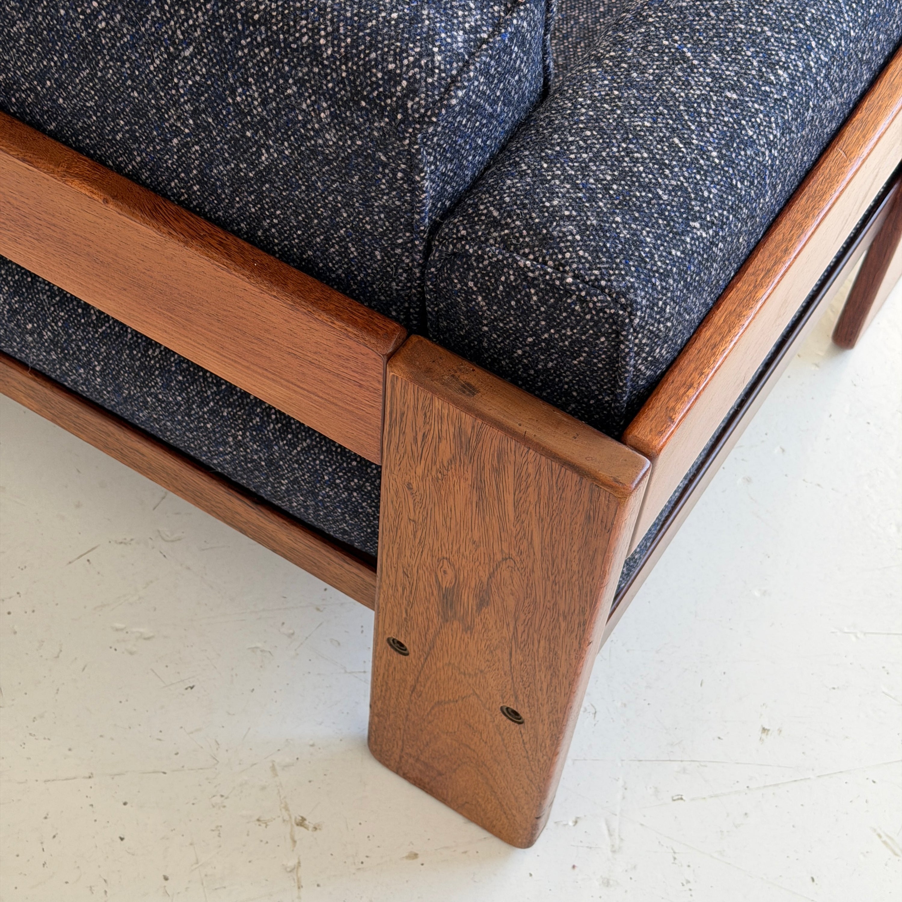 Rosewood Bastiano Chair by Afra + Tobia Scarpa for Gavina in Raf Simons Fabric