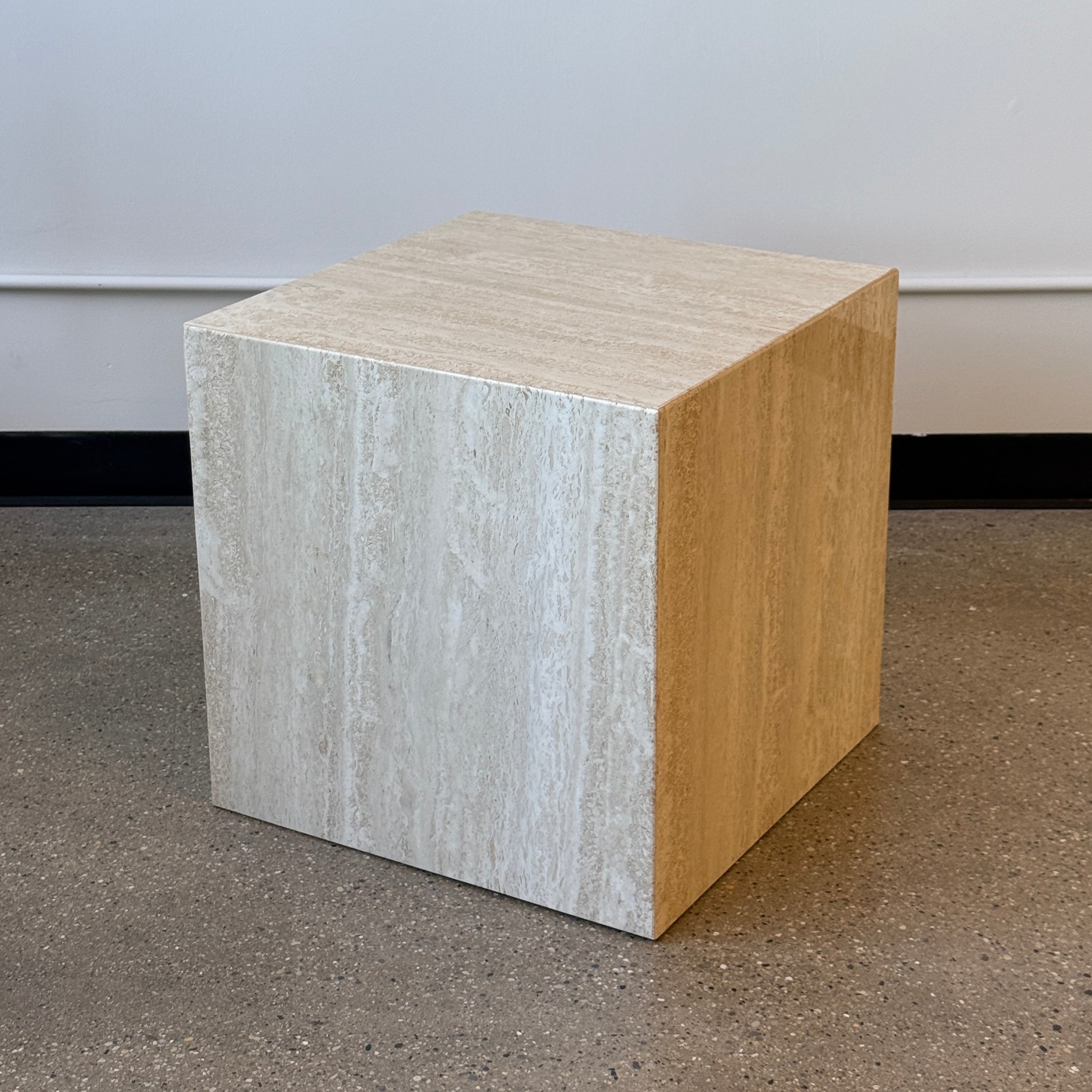 Vintage Travertine Cube Side Table