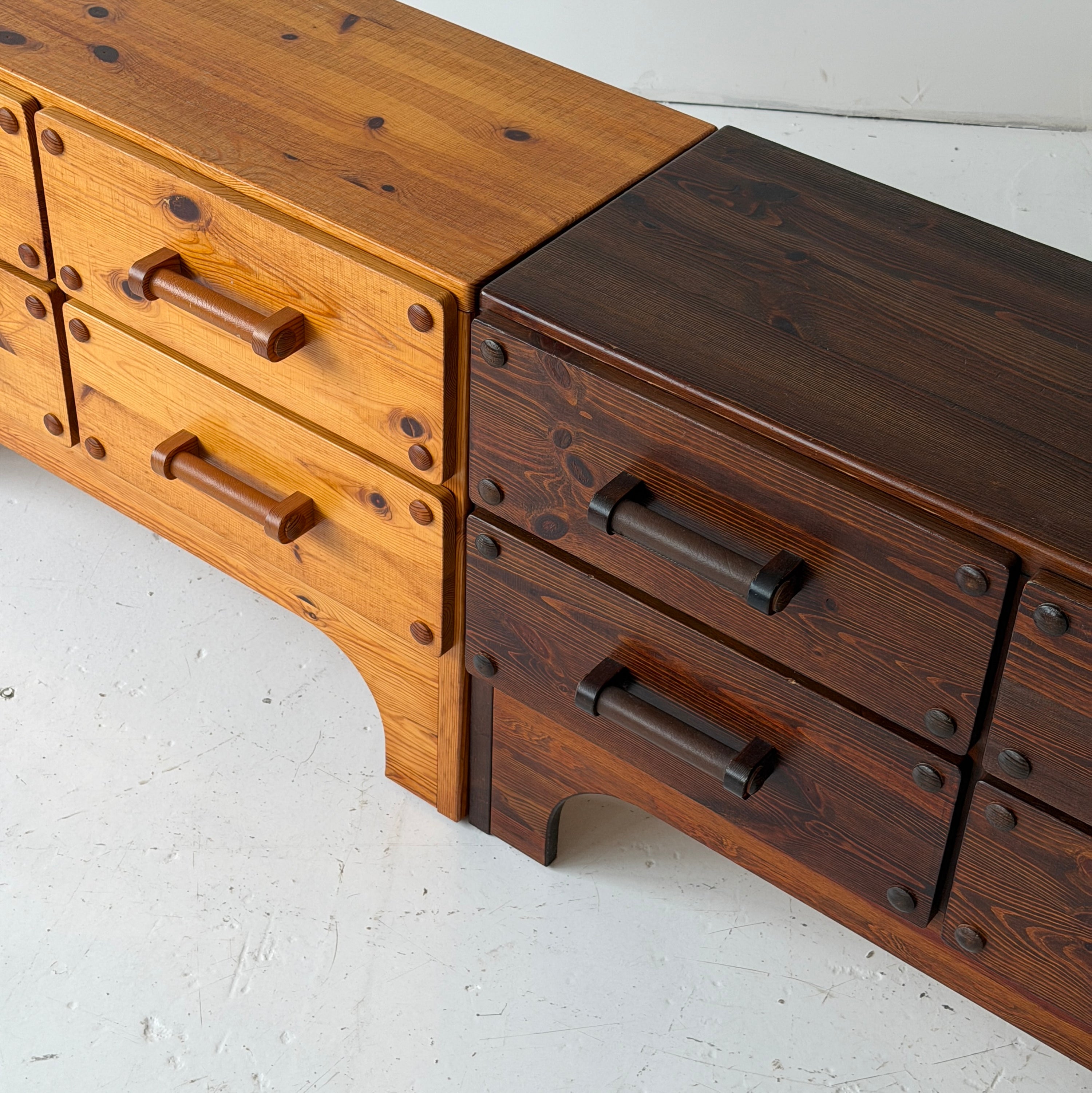 Swedish Pine Modular Credenza w/ Leather Pulls