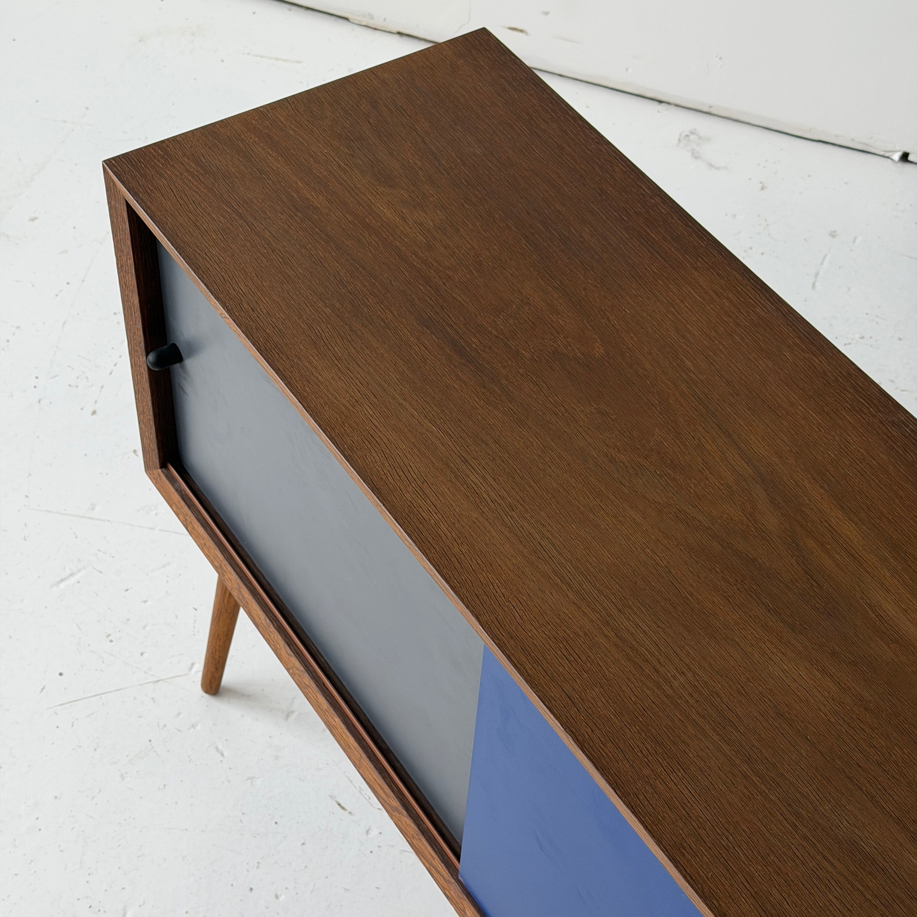 Painted Danish Sliding Door Cabinet