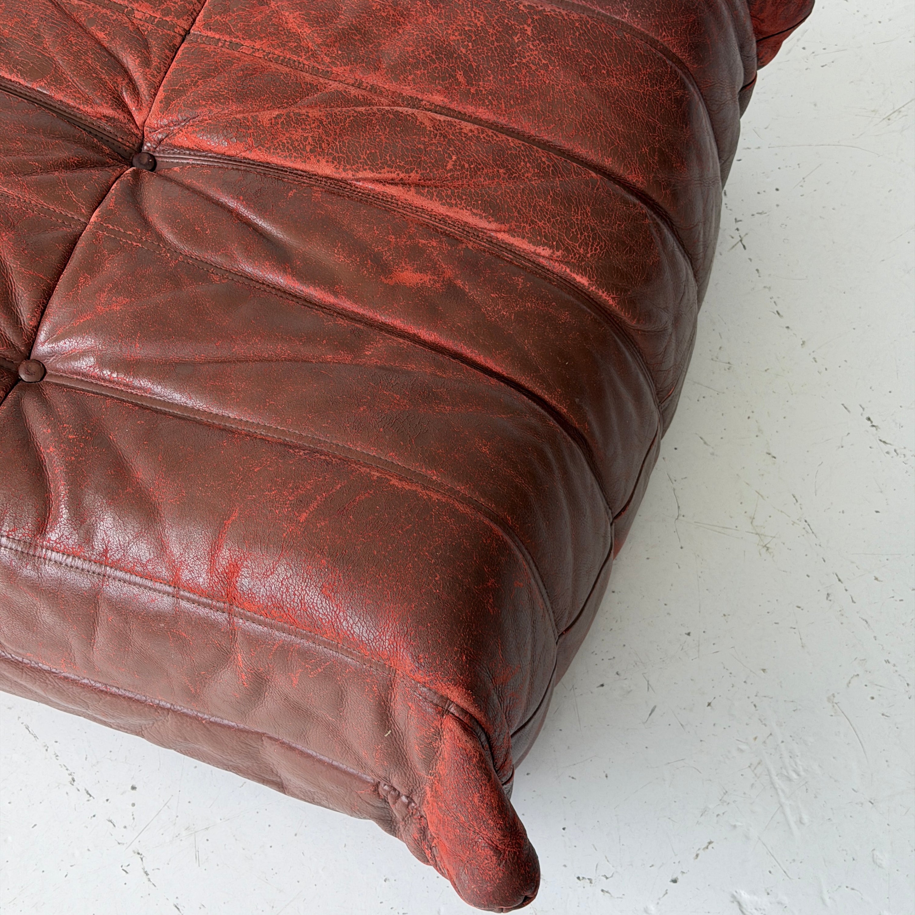 Leather Togo Ottoman by Michel Ducaroy for Ligne Roset