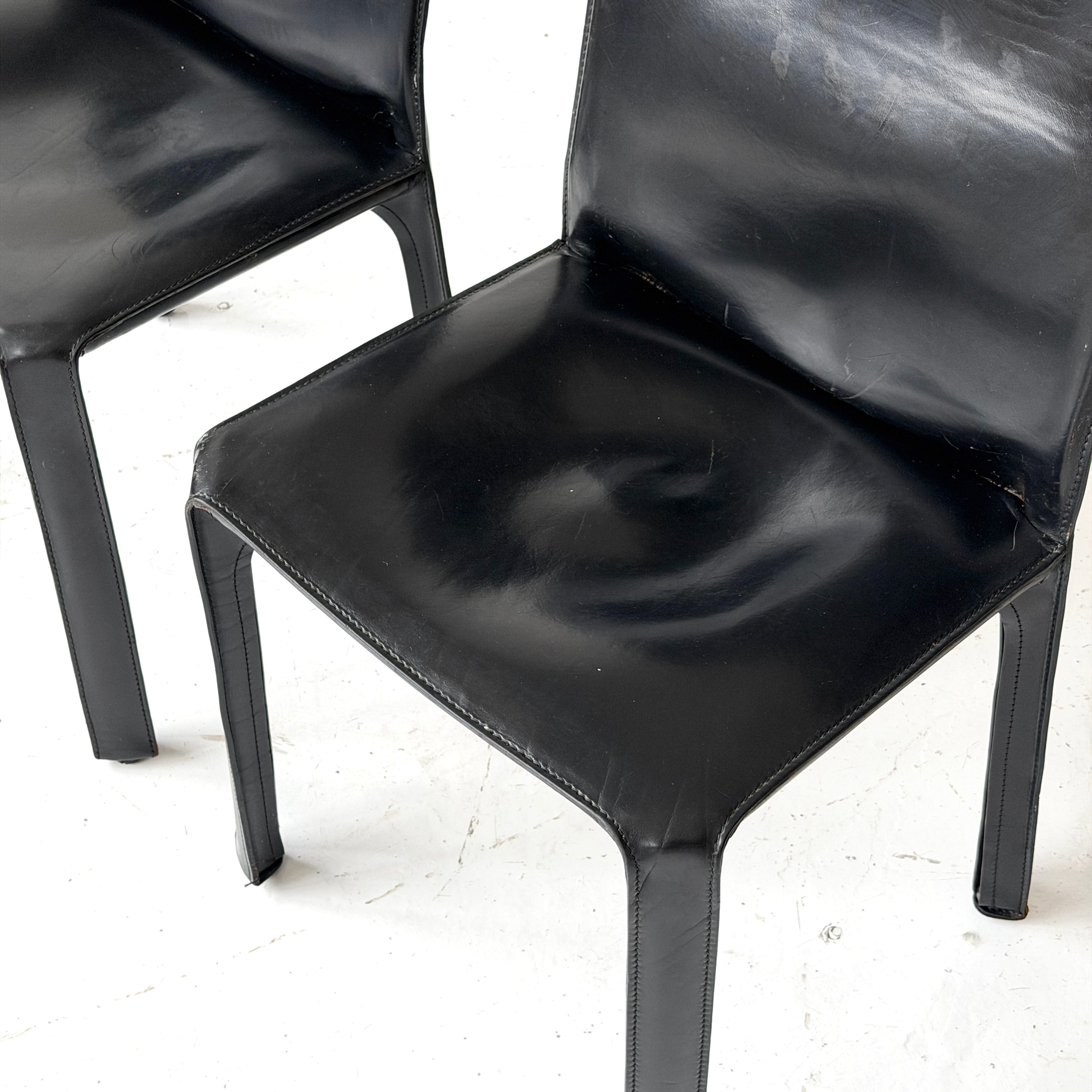 Leather Cab Chairs by Mario Bellini for Cassina
