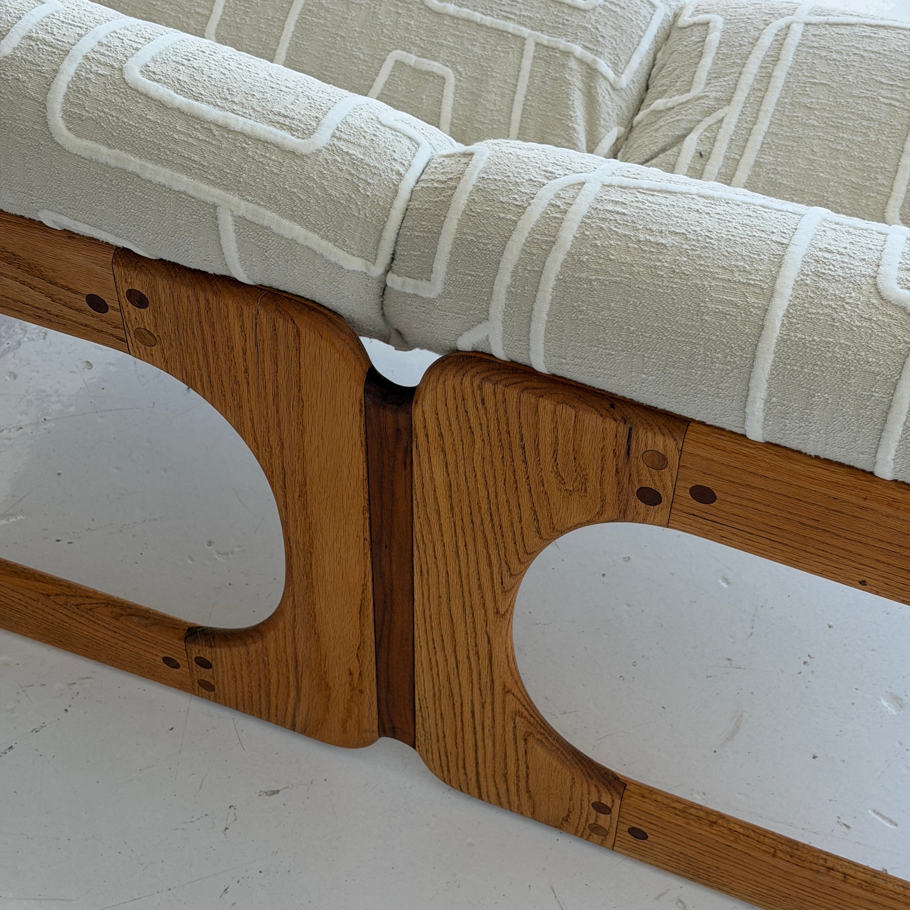 Brutalist Oak Settee by Lou Hodges