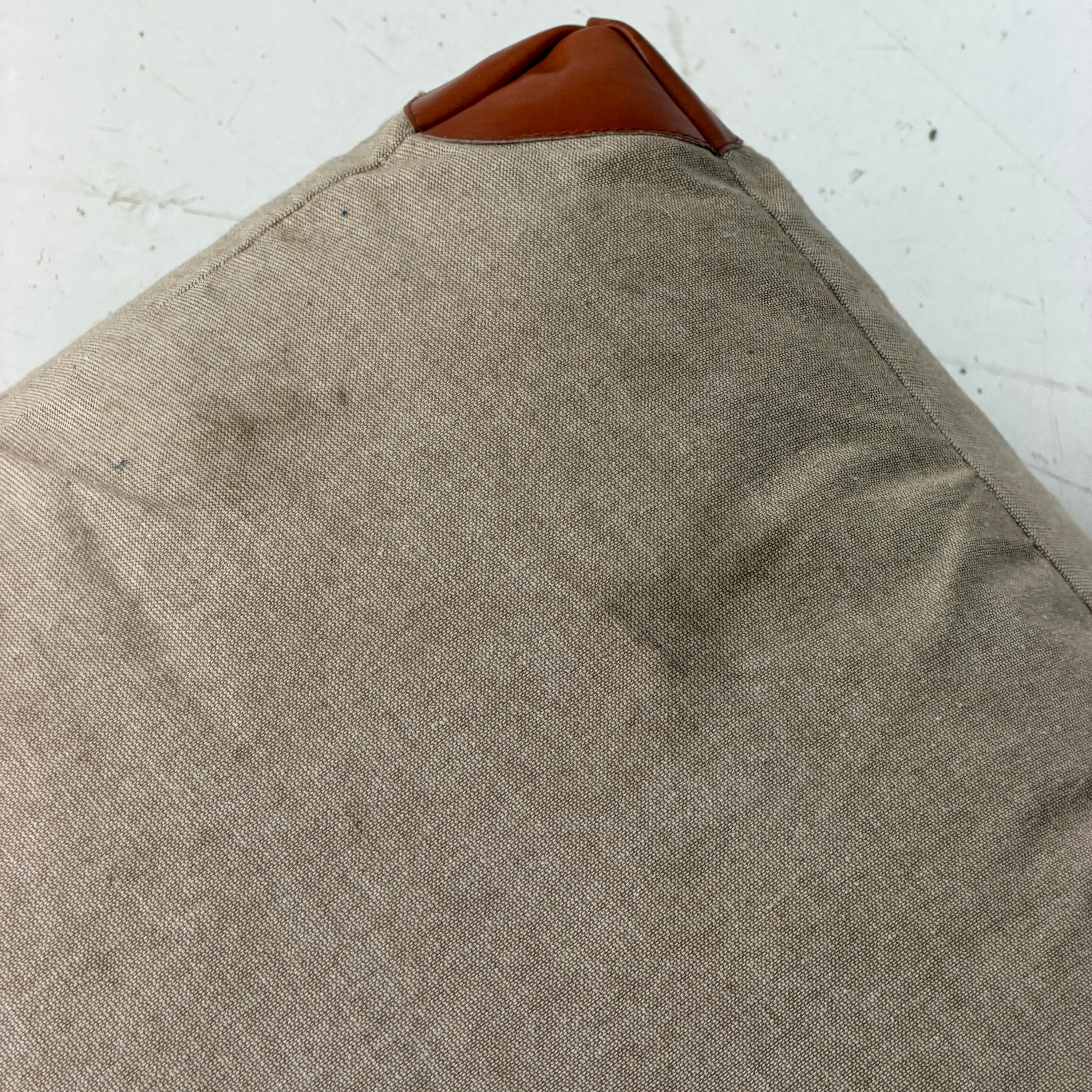 Canvas/Leather Floor Pouf Ottoman
