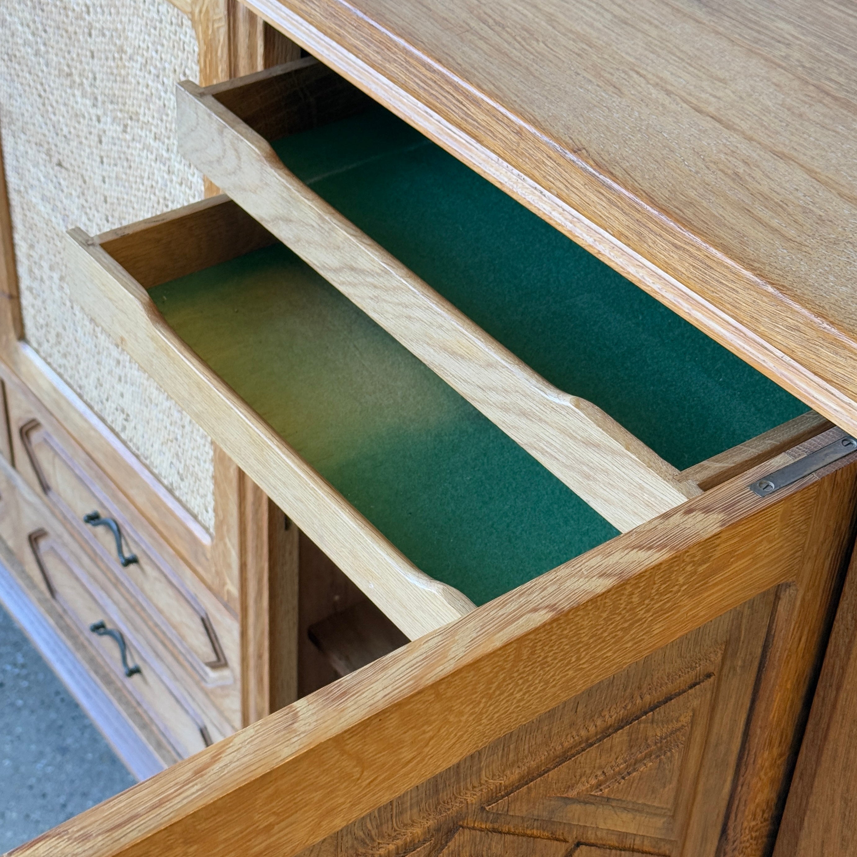 Danish Carved Oak Brutalist Sideboard