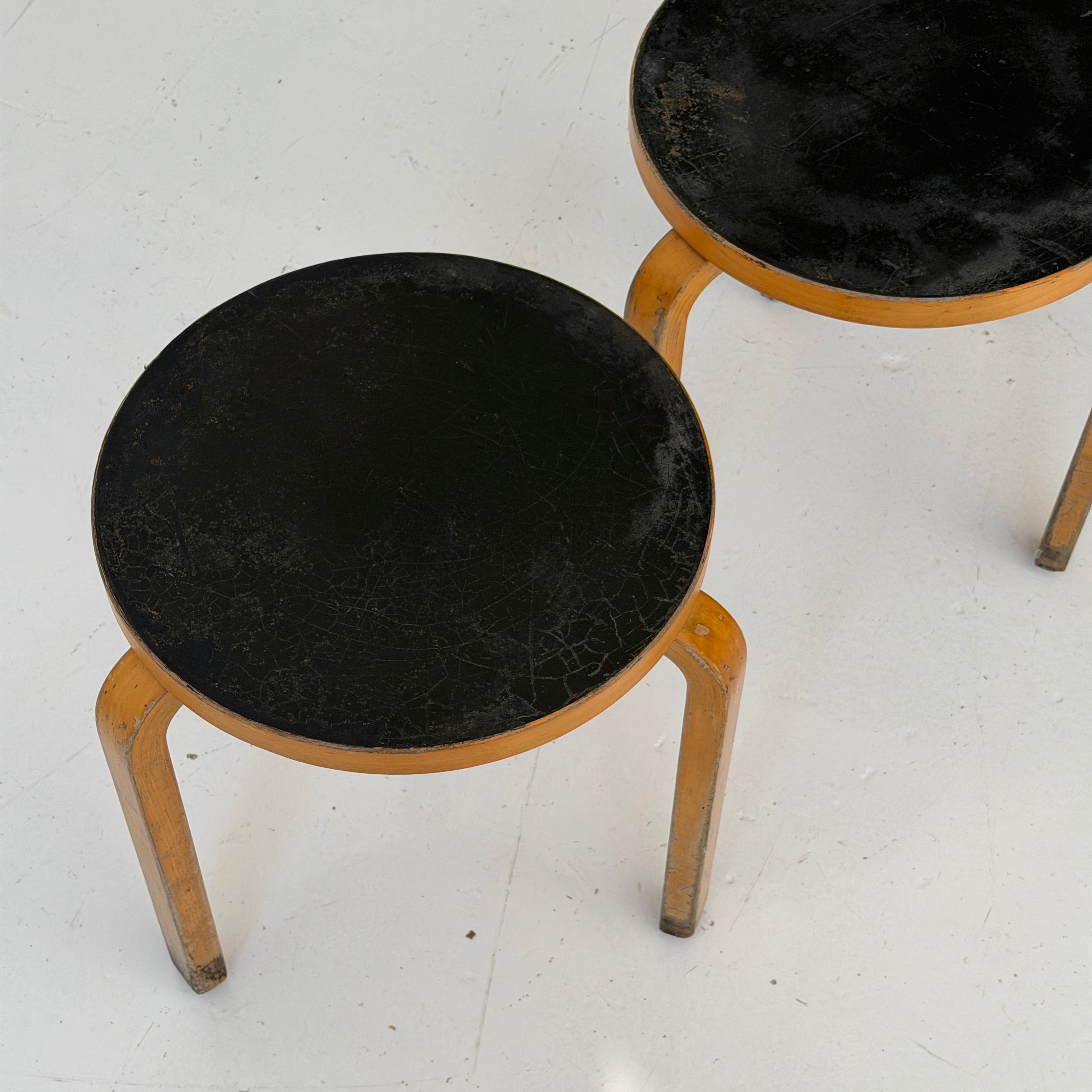 Patinated Tri Leg Stools by Alvar Aalto for Artek