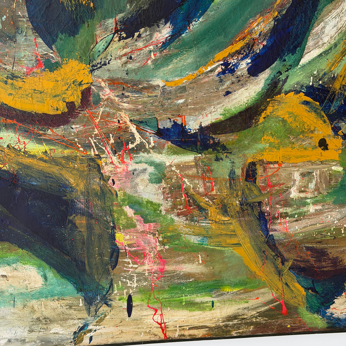 Abstract Acrylic on Canvas Painting Signed Estelle