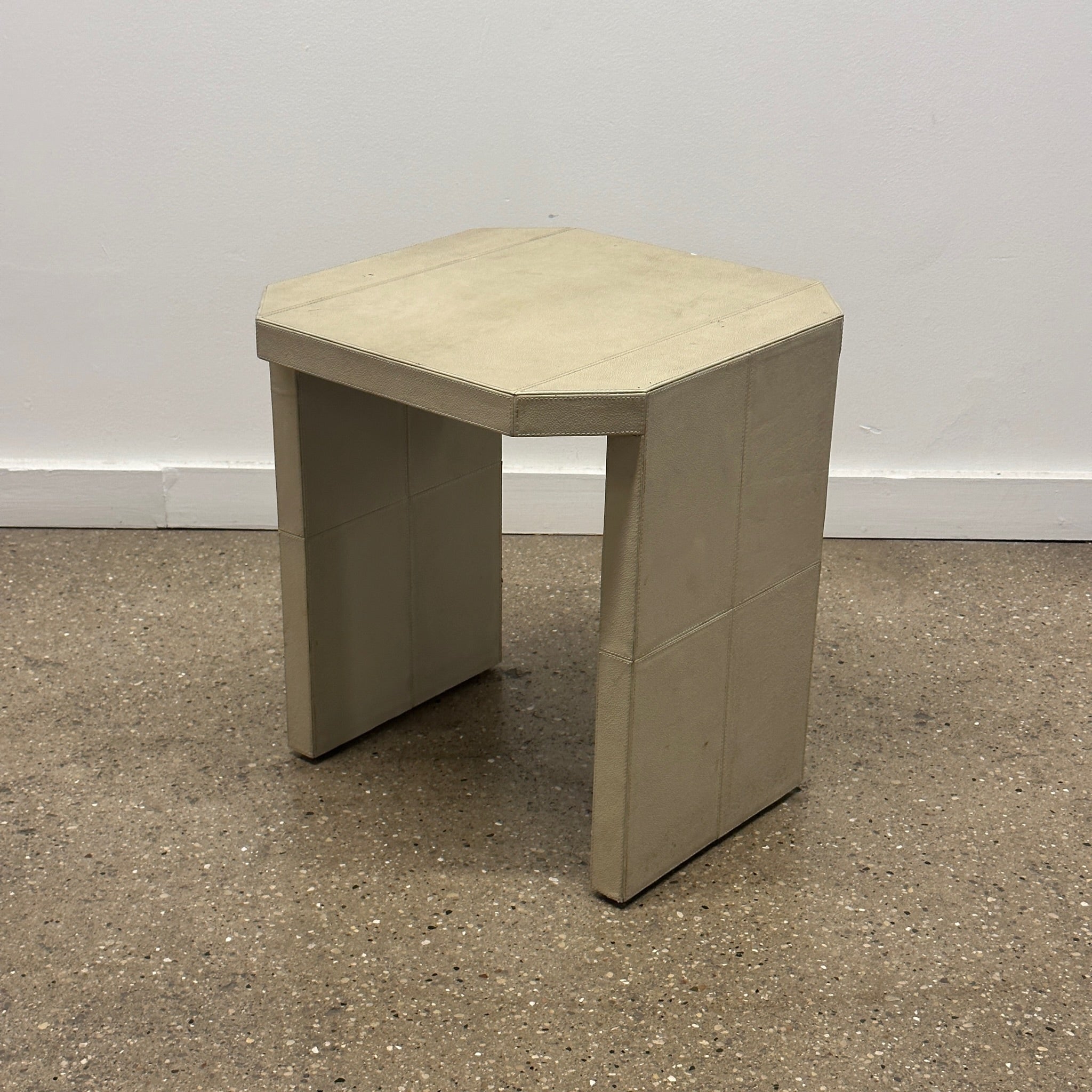 Cream Leather Side Table