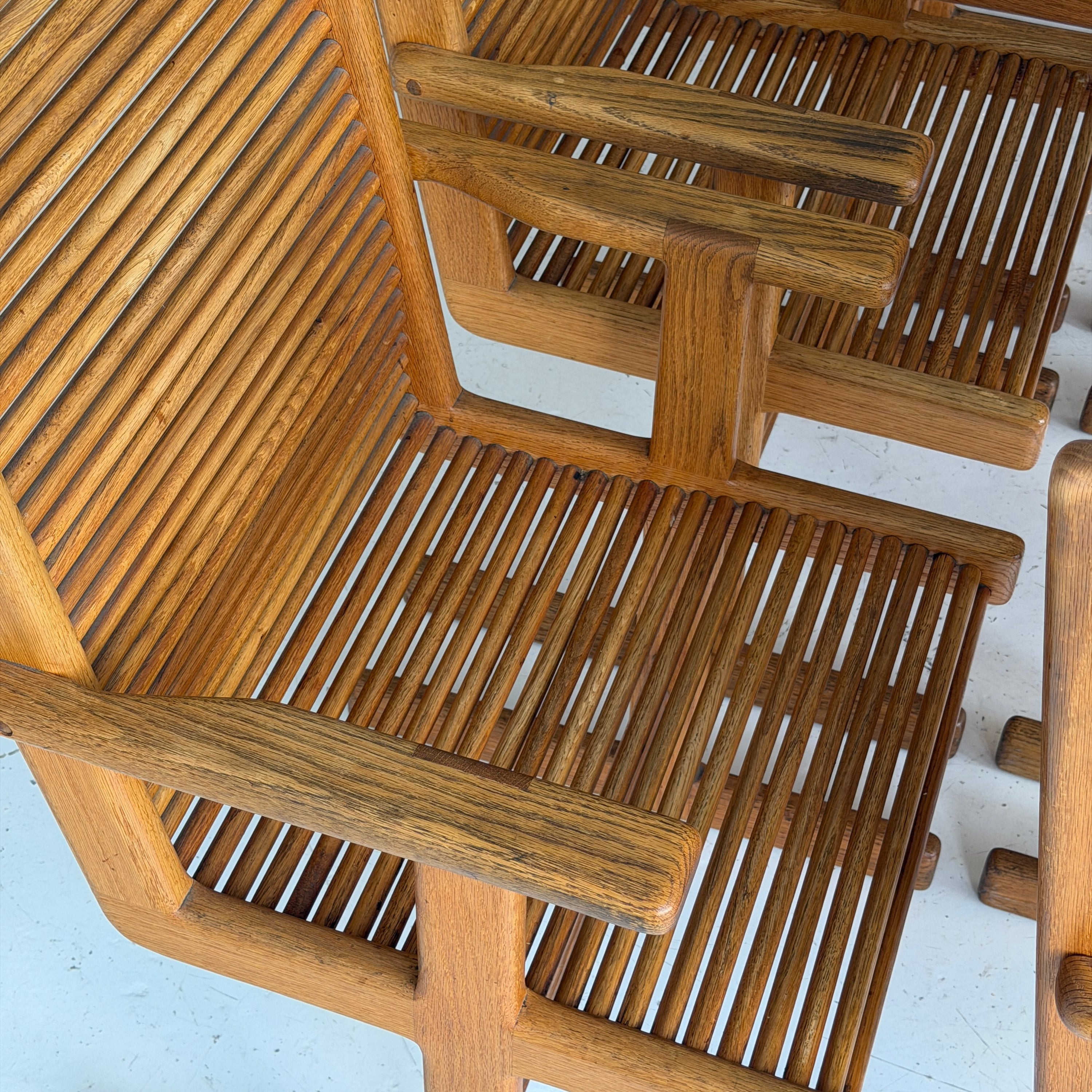 Highback Spindle Dowel Oak Dining Chairs by Stephen Hynson
