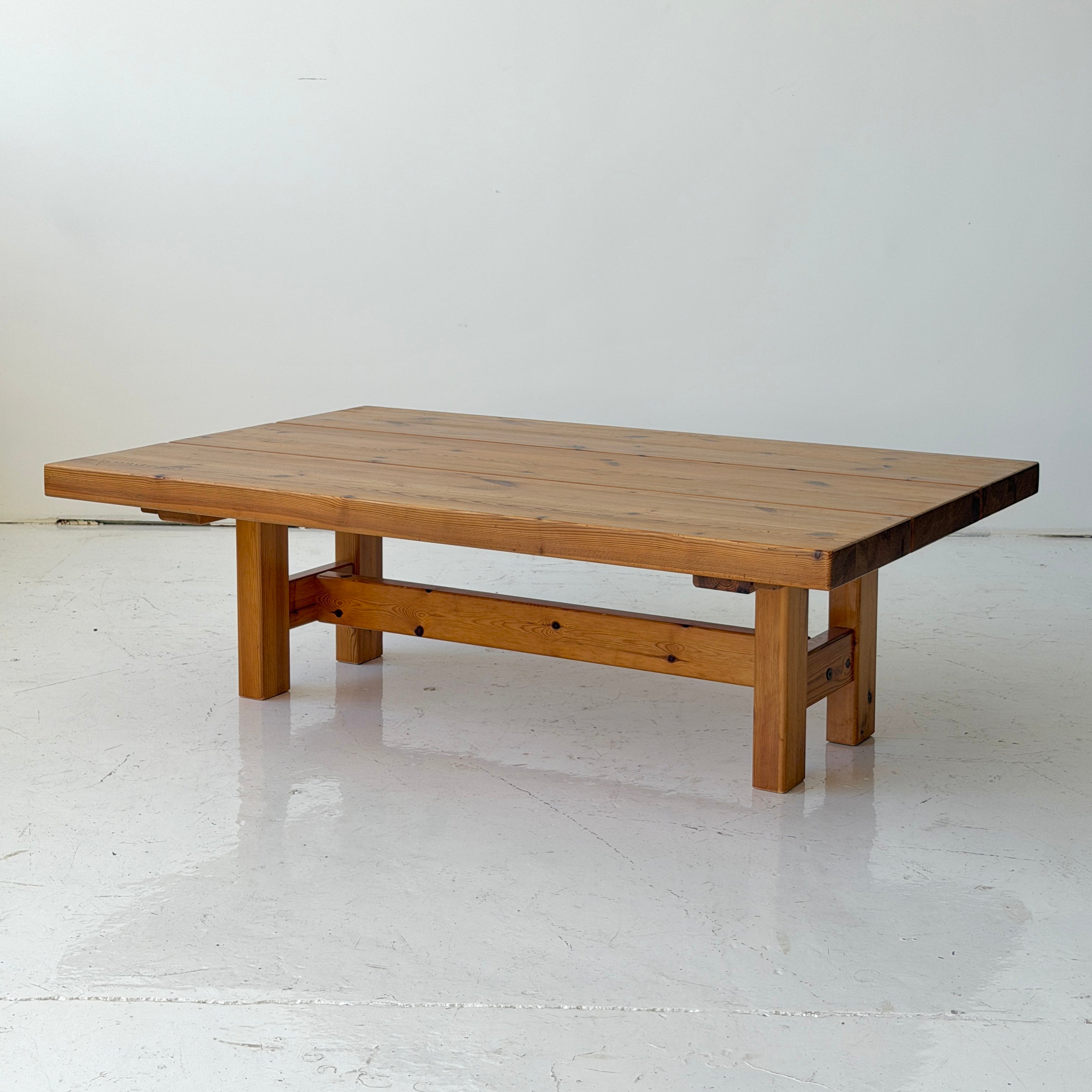 Swedish Chunky Pine Brutalist Coffee Table