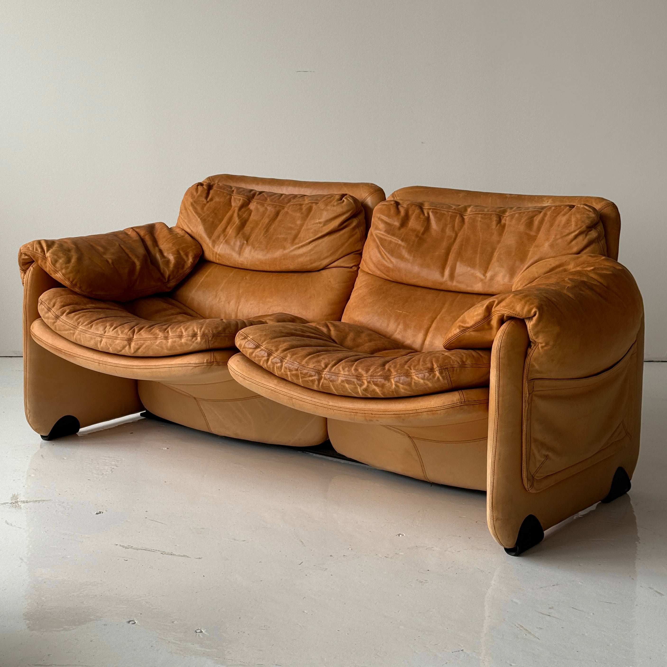 Sandwich e Doppiosandwich Leather Settee by Titina Ammannati and Giampiero Vitelli for Brunati