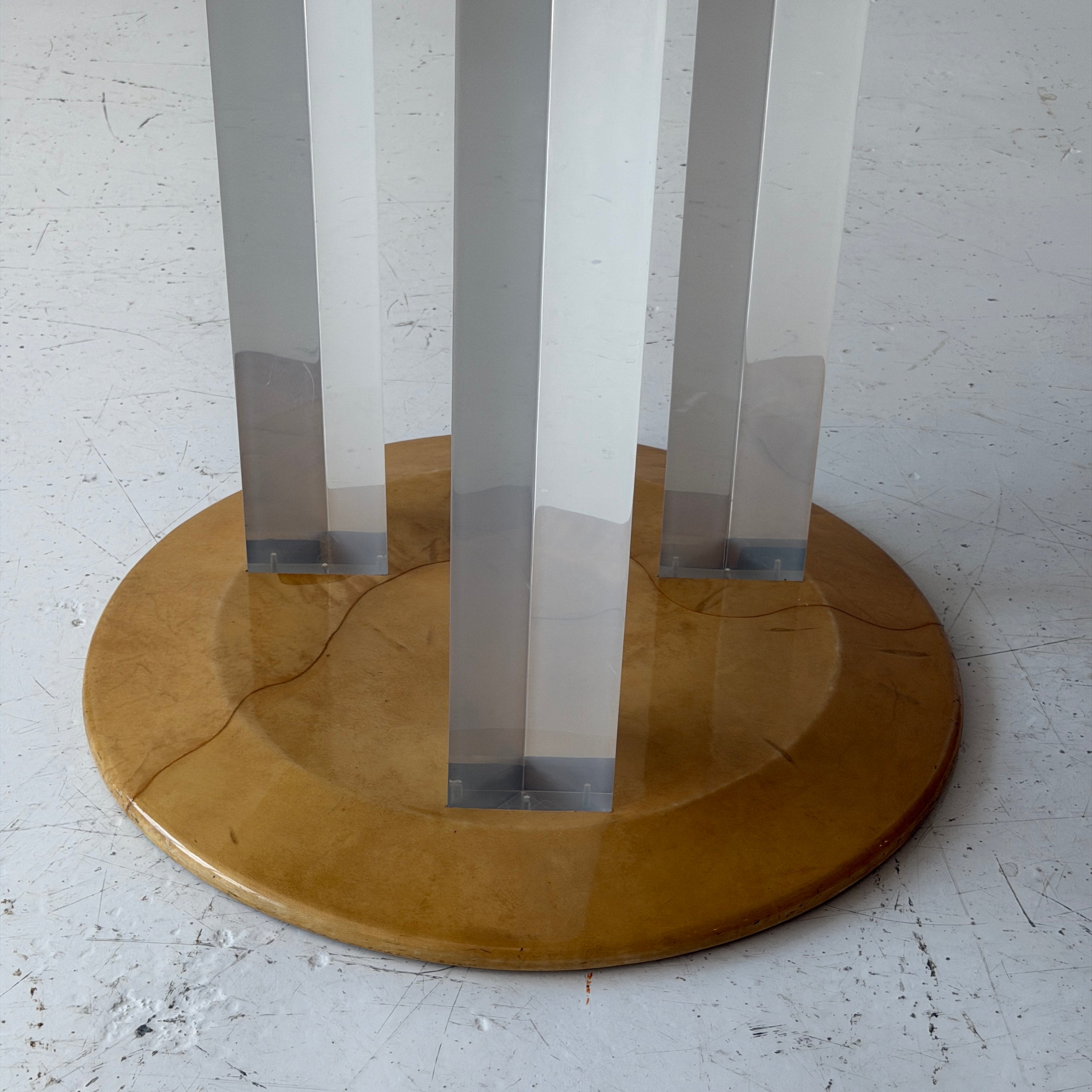 Goatskin + Lucite Circle Dining Table