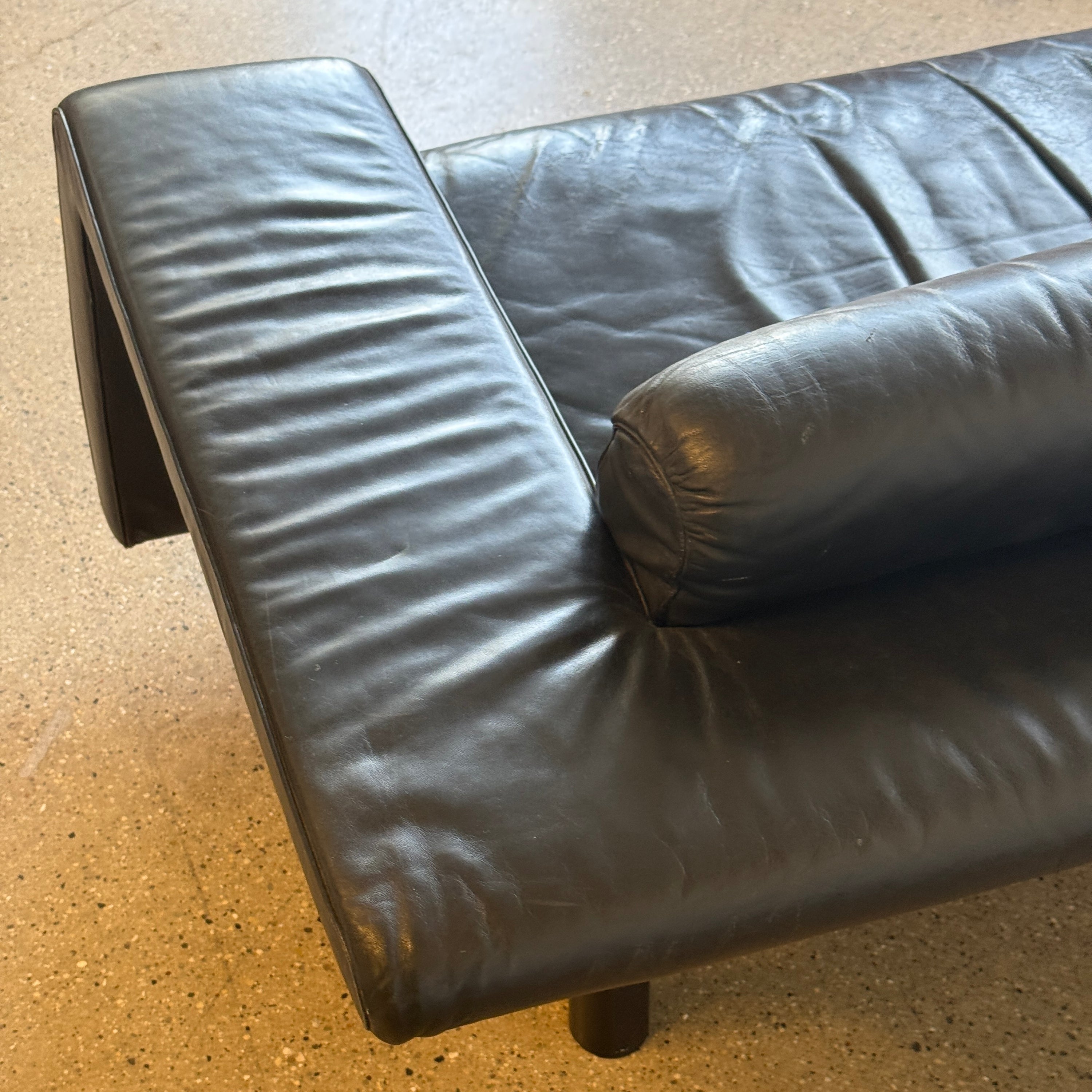 DS-107 Black Leather Sofa by Paolo Piva for De Sede