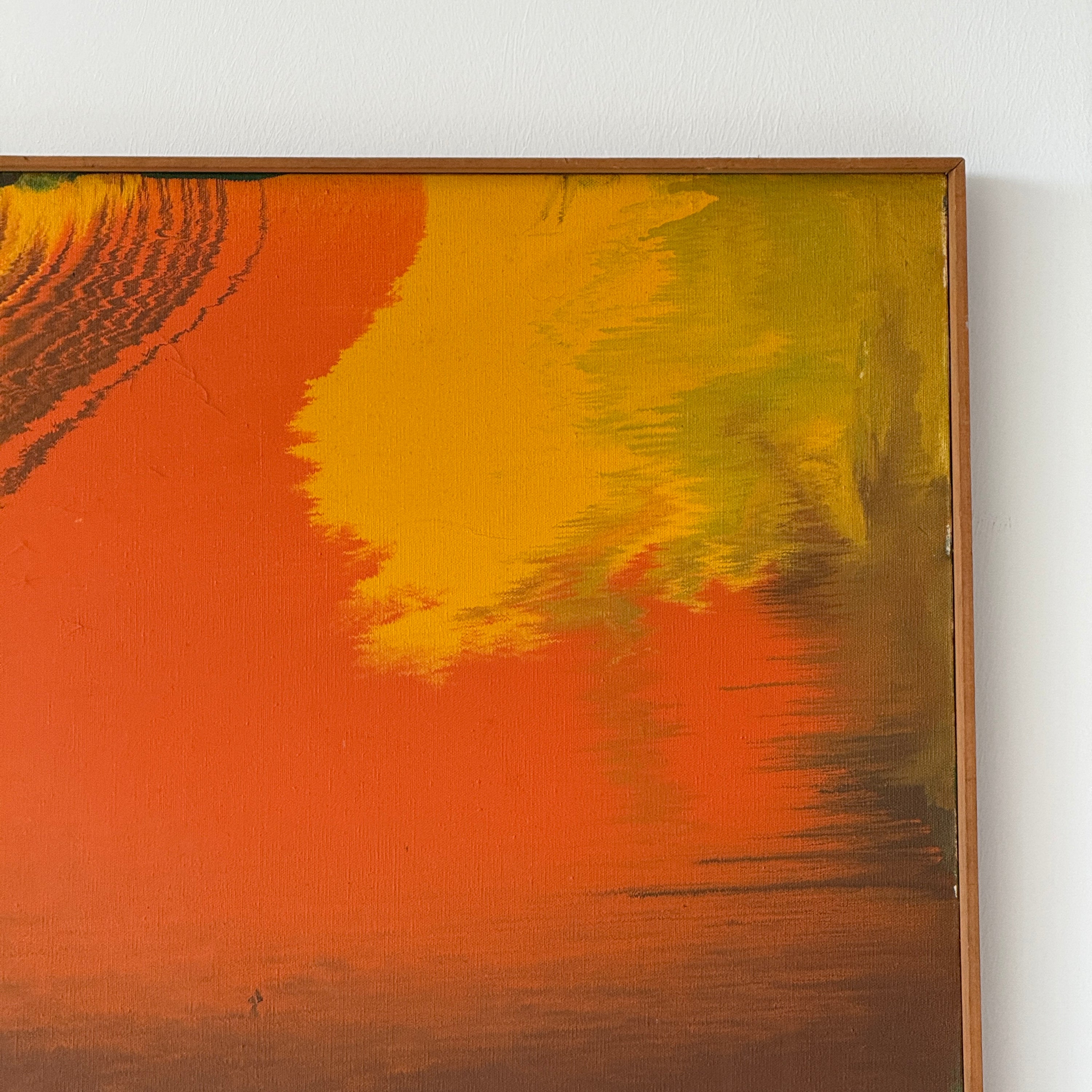 Modernist Framed Abstract Acrylic on Canvas Painting