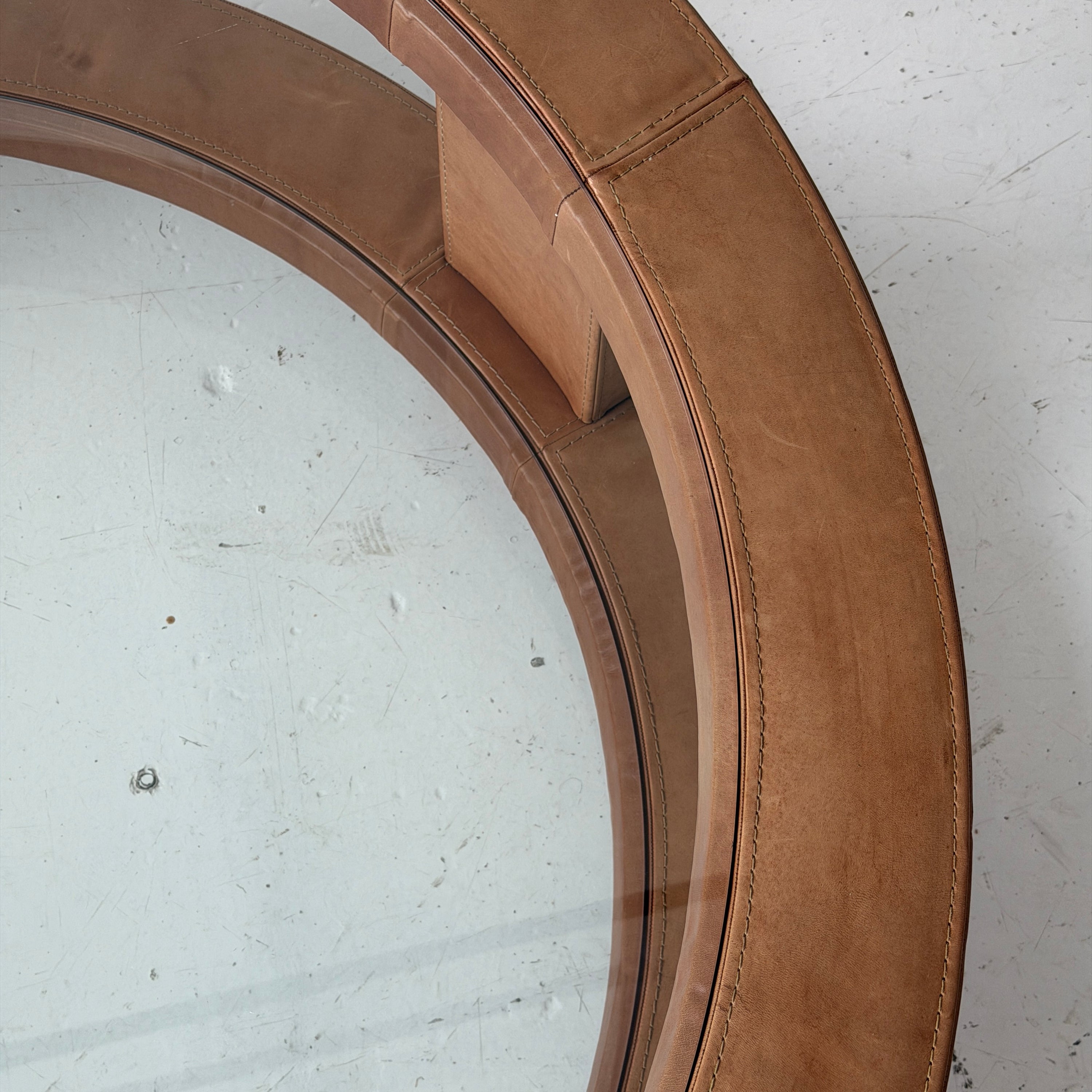 Belgian Leather Circular Coffee Table