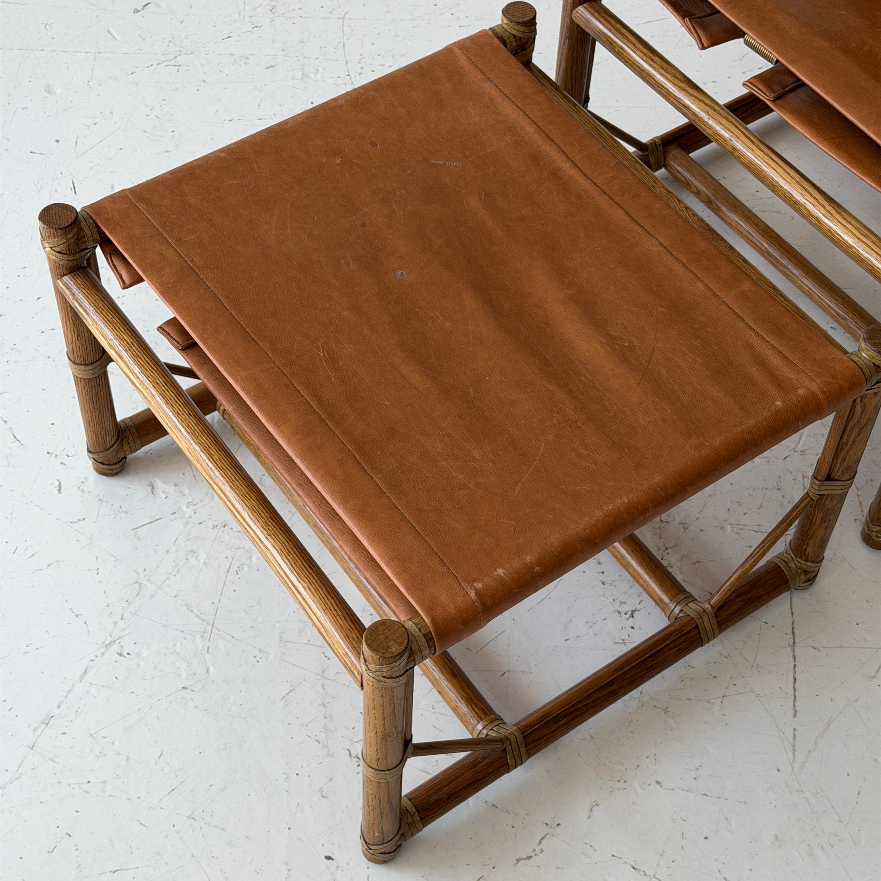 Leather Campaign Chair + Ottoman by Eleanor Forbes for Mcguire