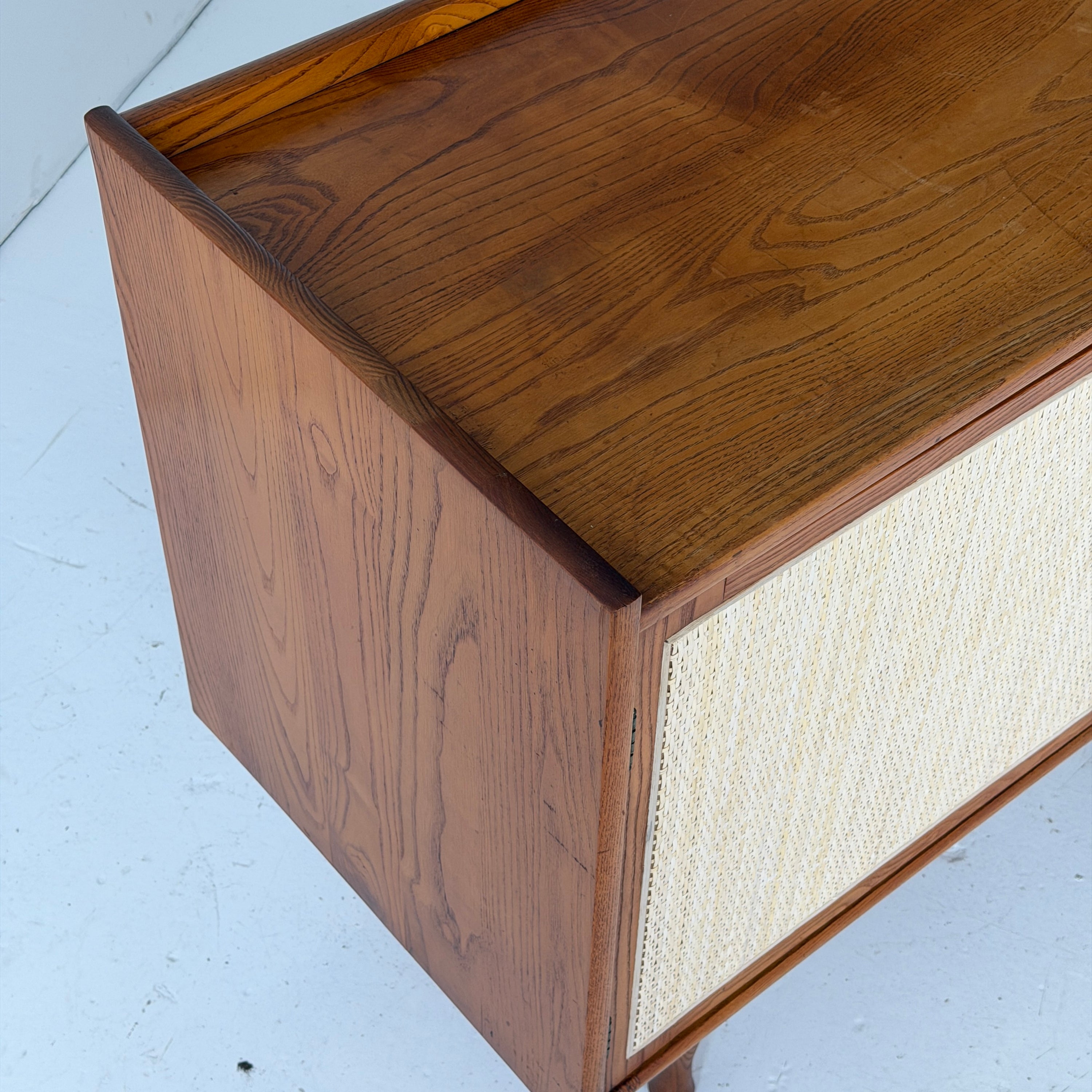 Cane/Oak Mid Century Credenza