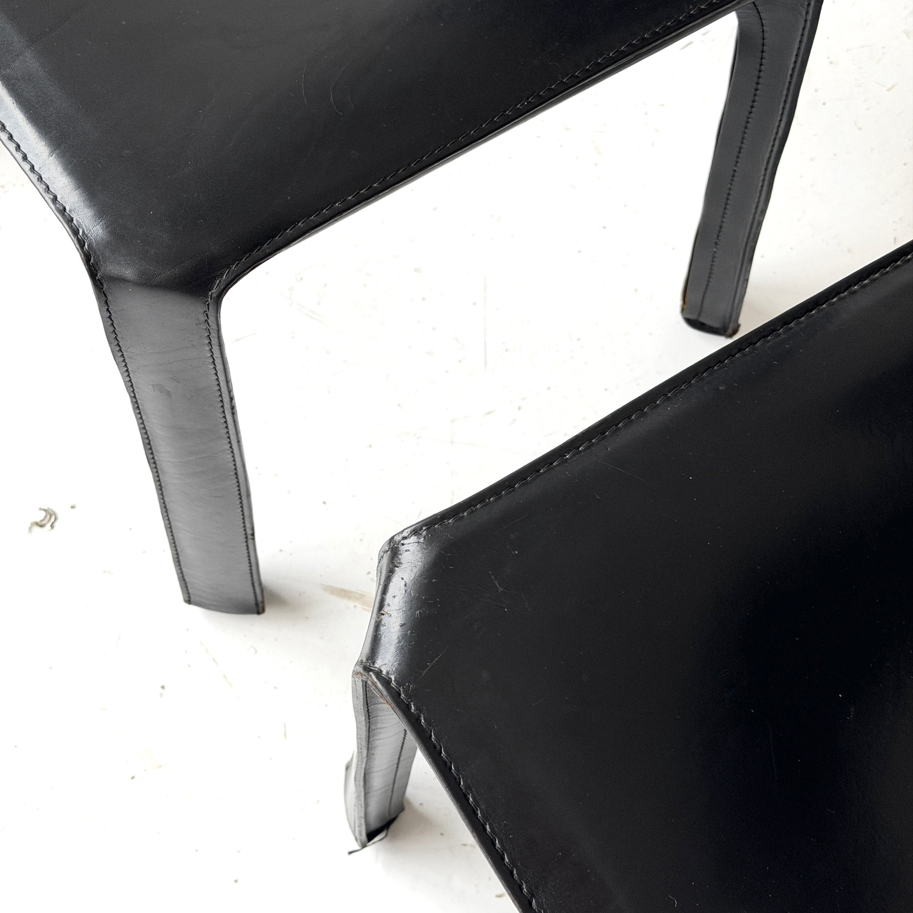 Leather Cab Chairs by Mario Bellini for Cassina