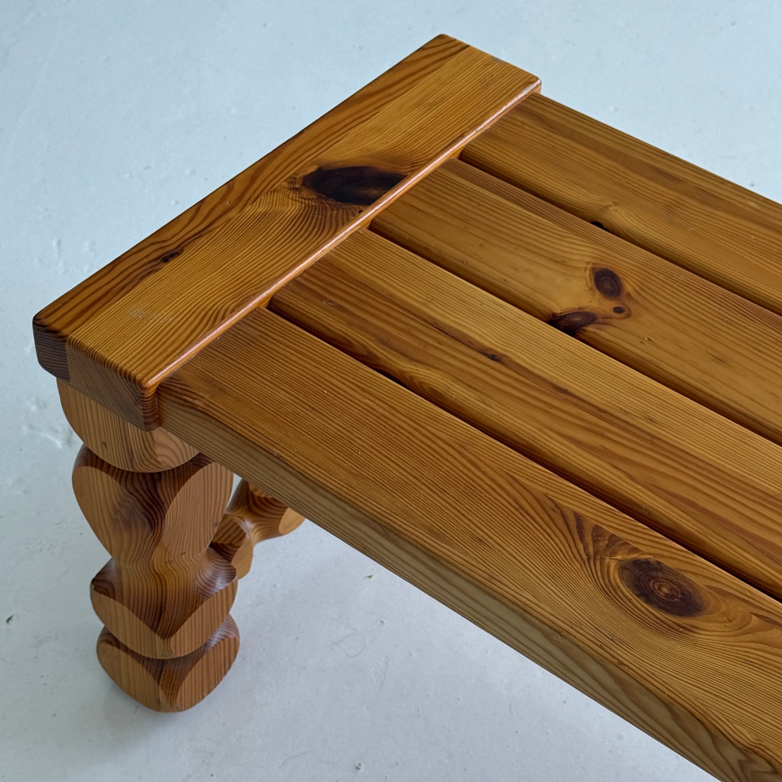 Brutalist Carved Pine Table/Bench by Glas Master Markaryd