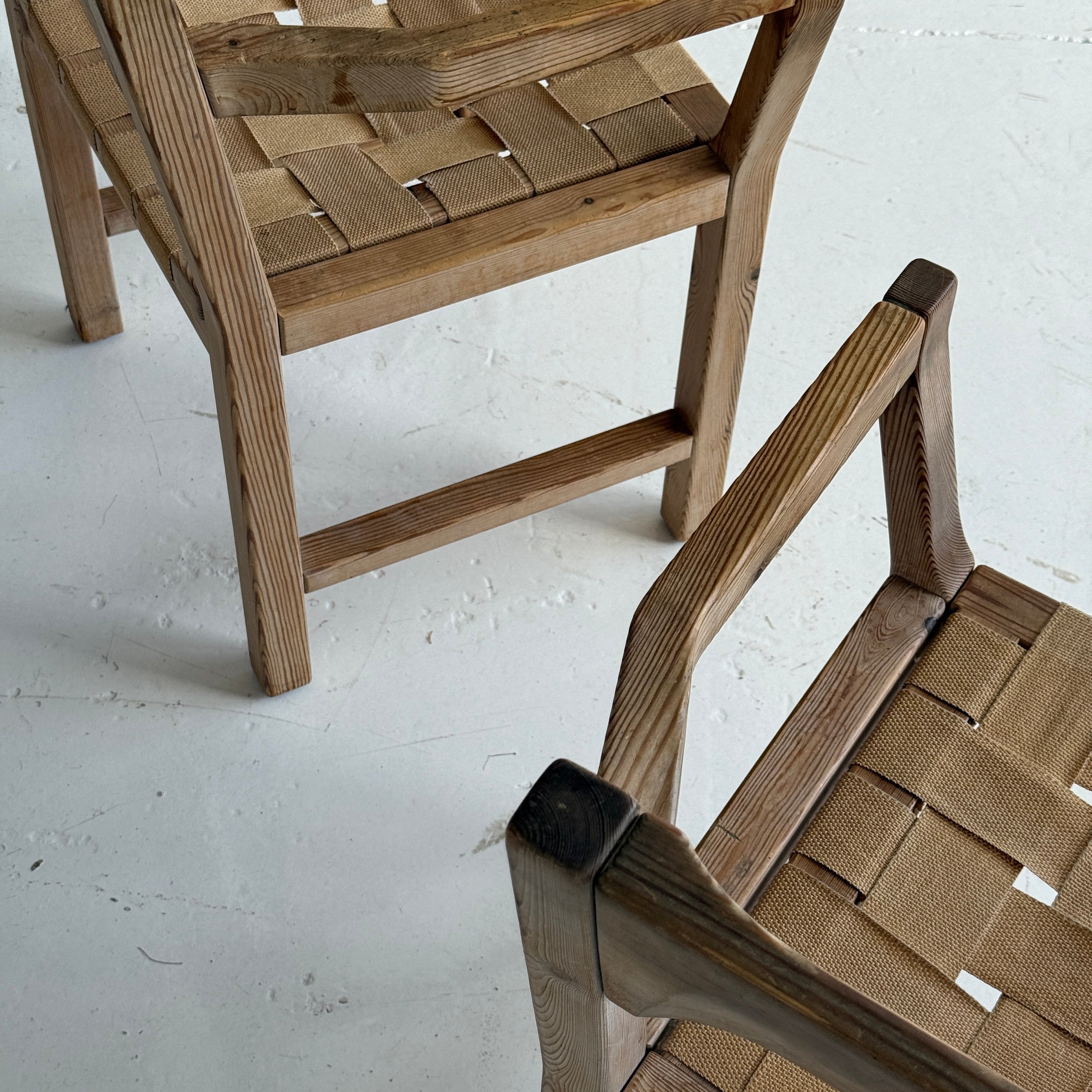 Danish Pine Woven Dining Chairs