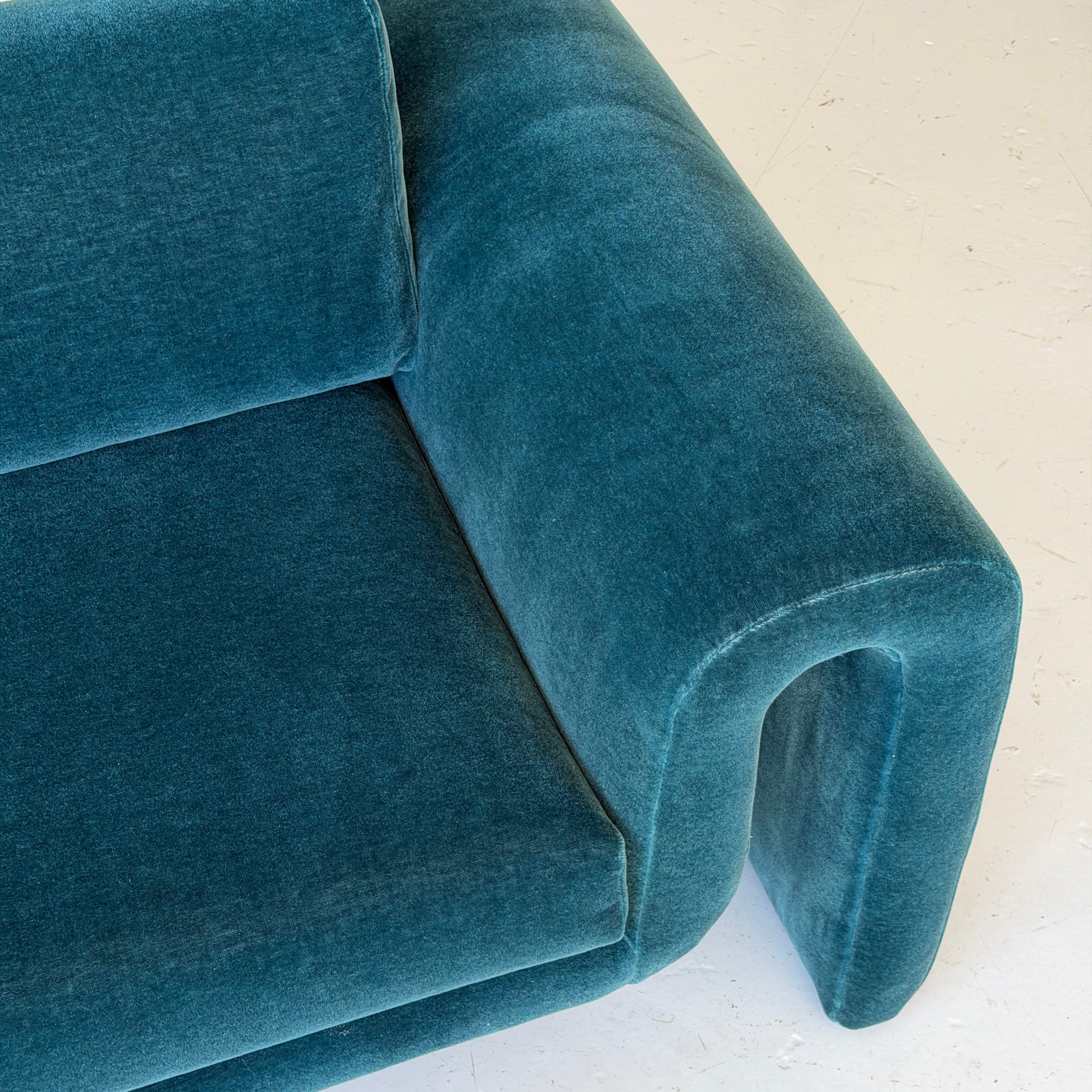 Waterfall Arm Sofa by Interior Crafts in Mohair
