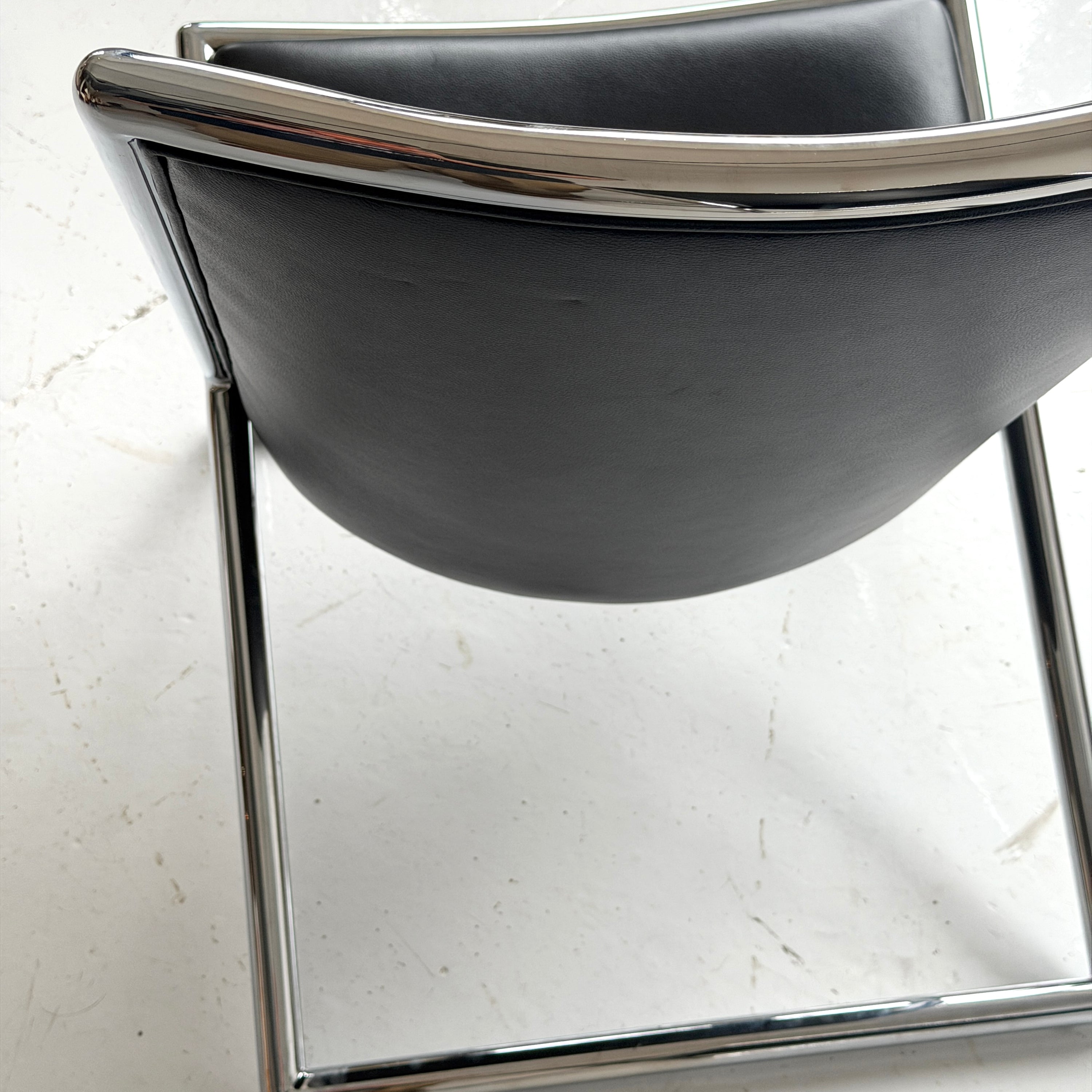 Leather Scissor Chairs by Ward Bennett for Brickell Associates