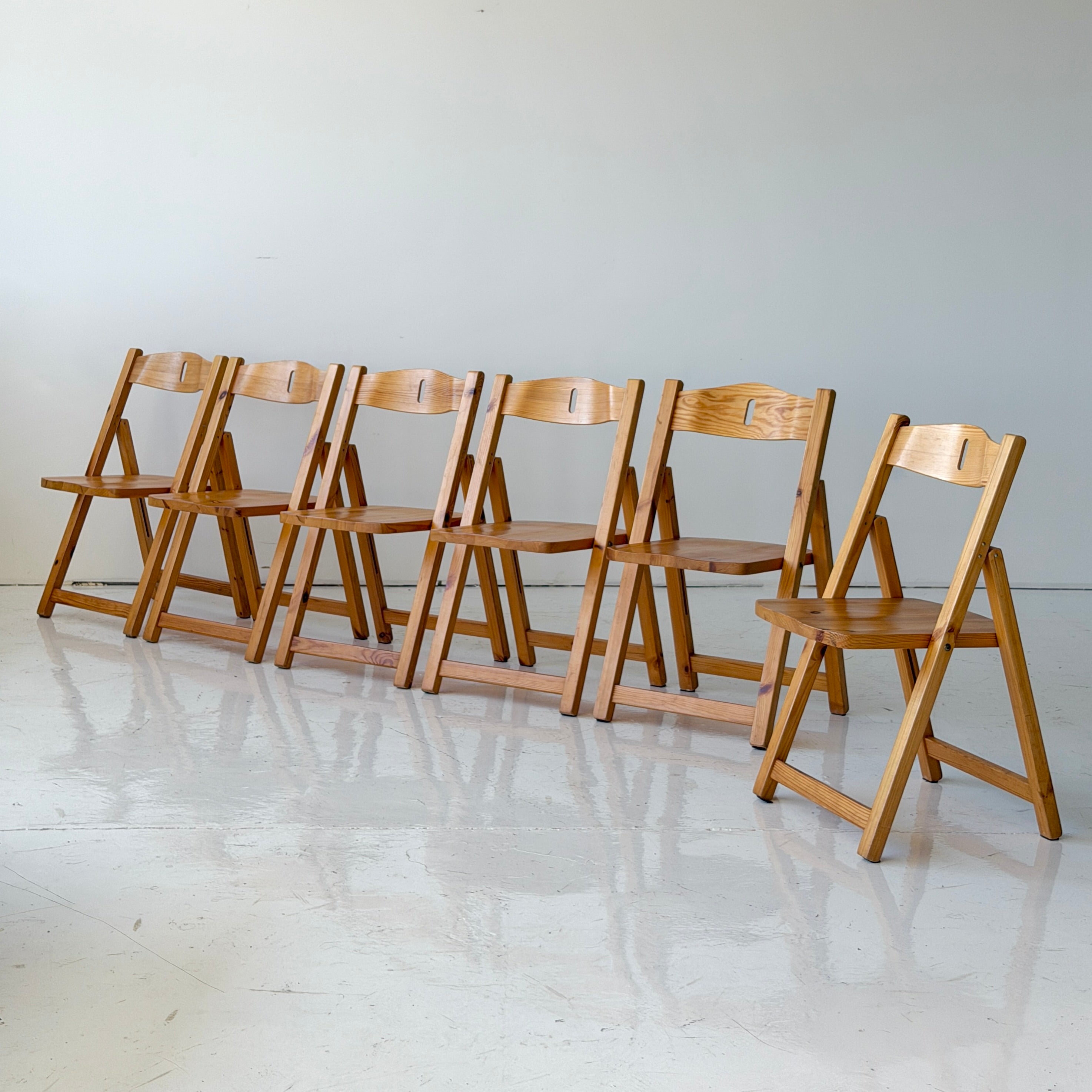 Danish Pine Folding Chairs by Rainier Daumilier