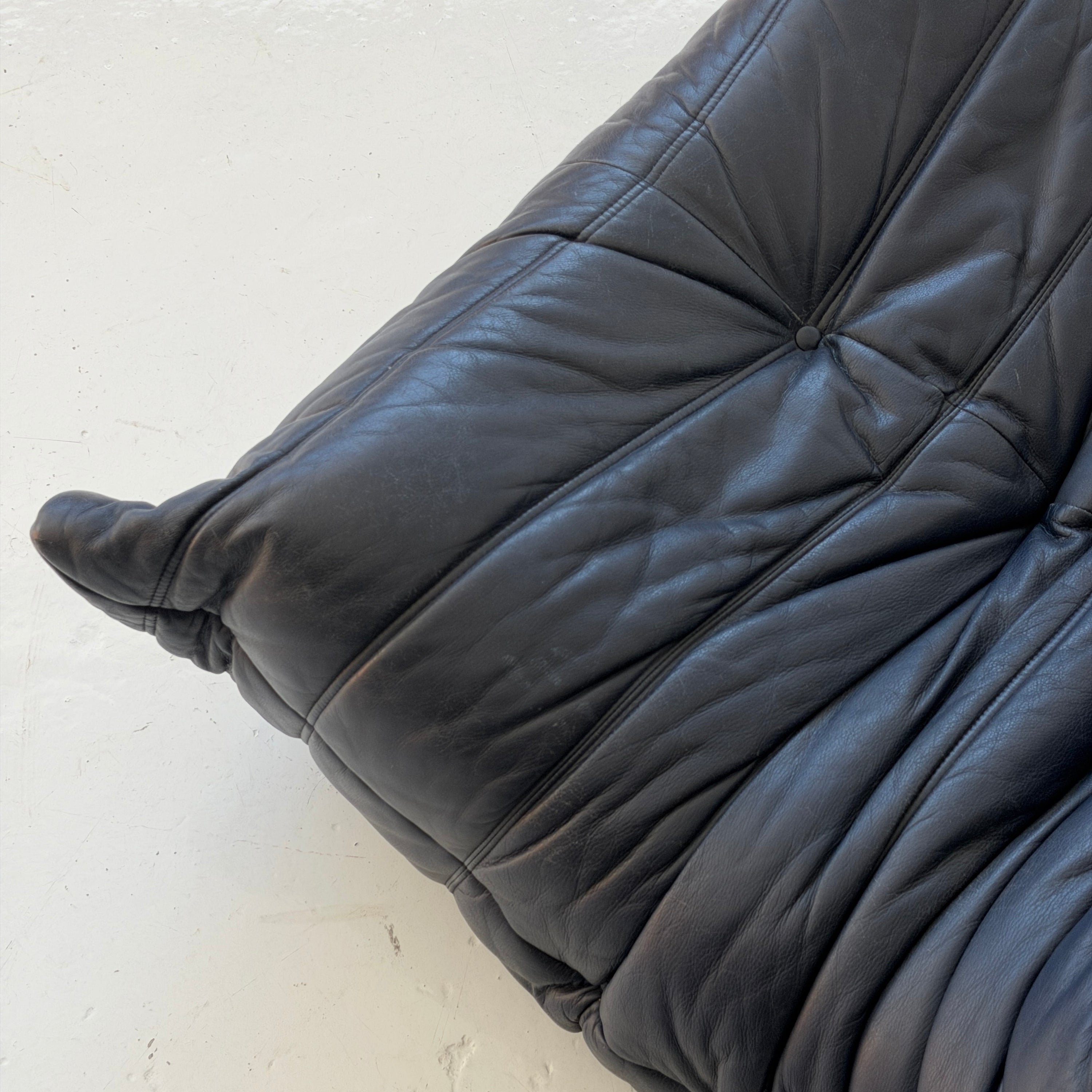 Togo Lounge Chair by Michel Ducaroy for Ligne Roset in Navy Leather