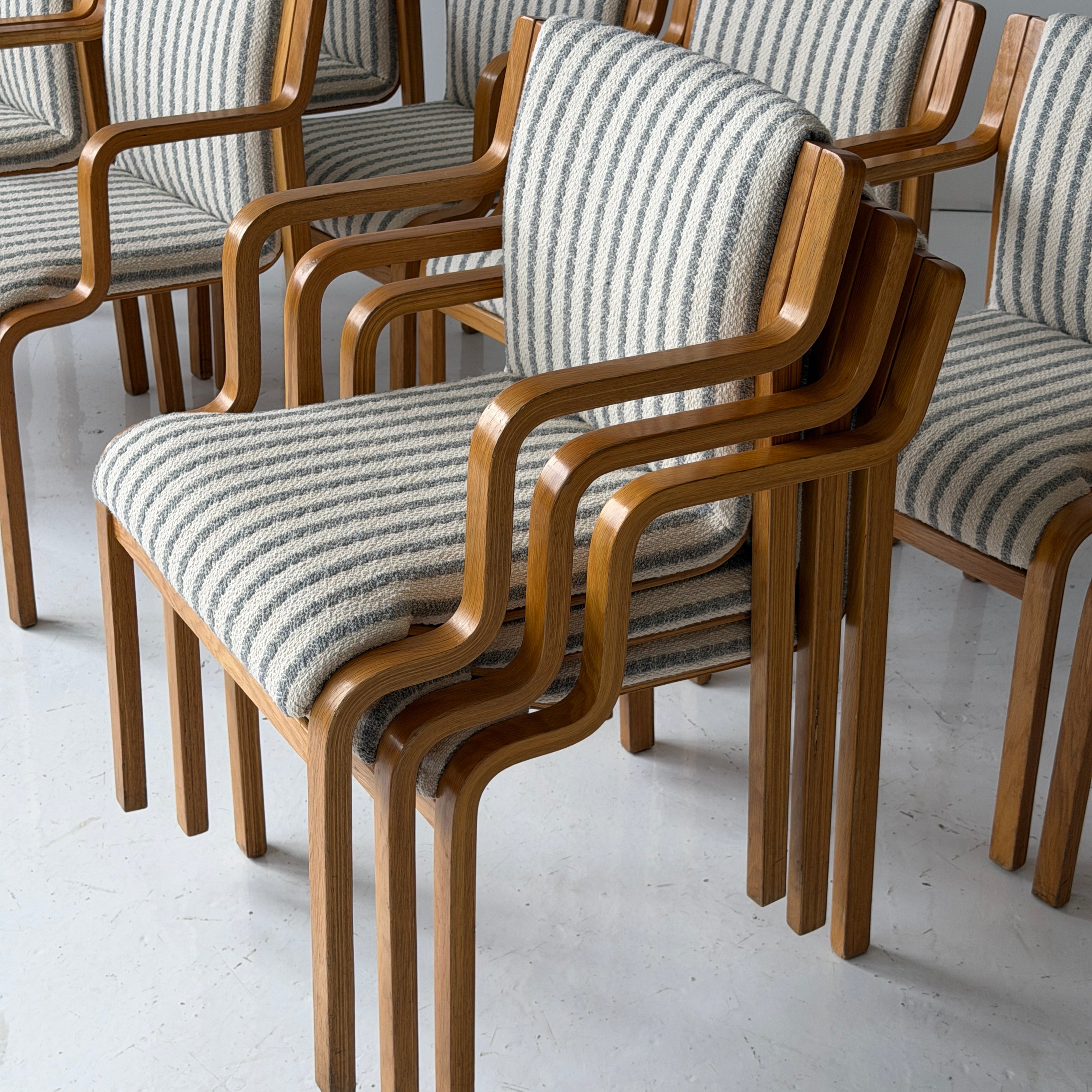 Finnish Bentwood Striped Armchairs by Stendig