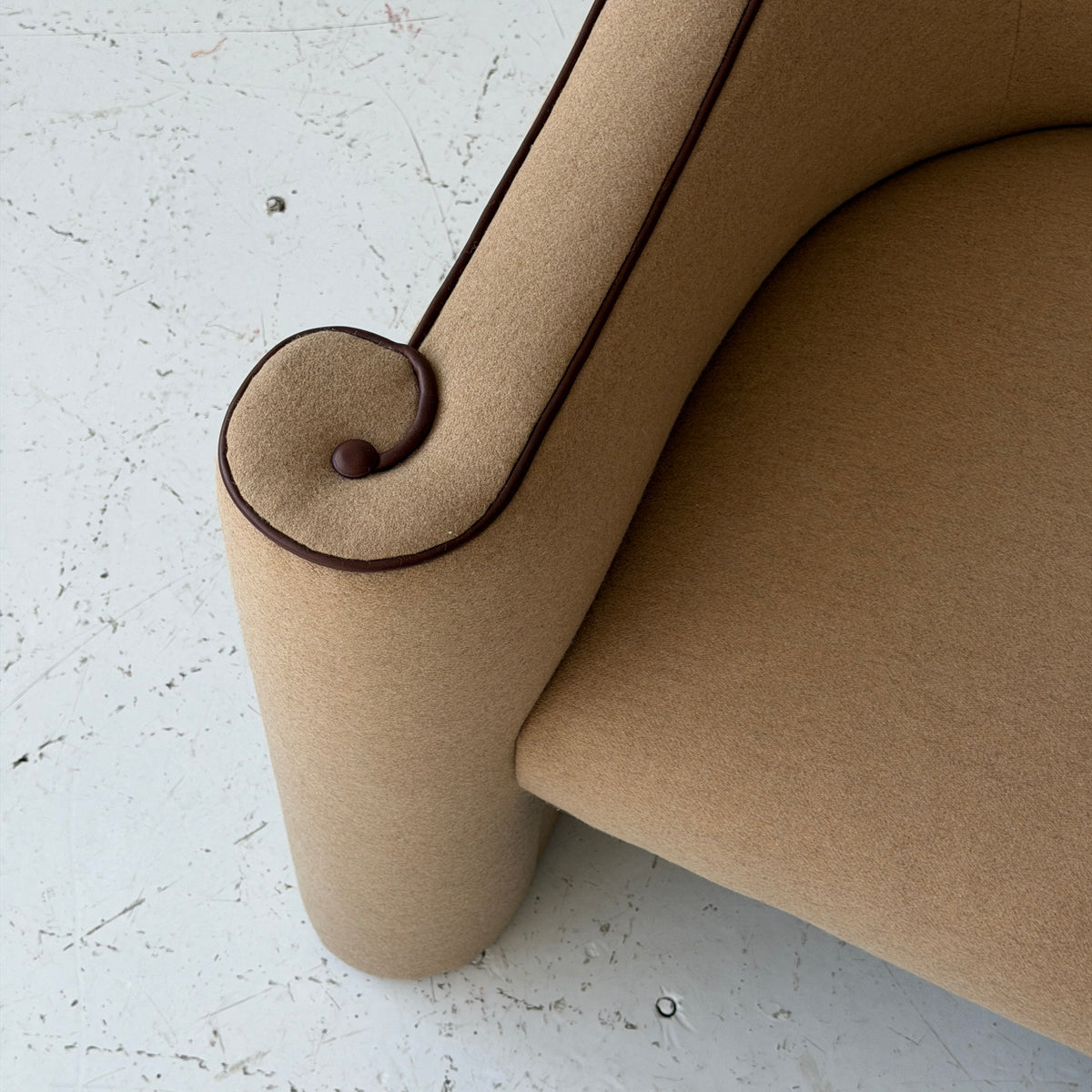 Asymmetrical Scroll Arm Lounge Chairs