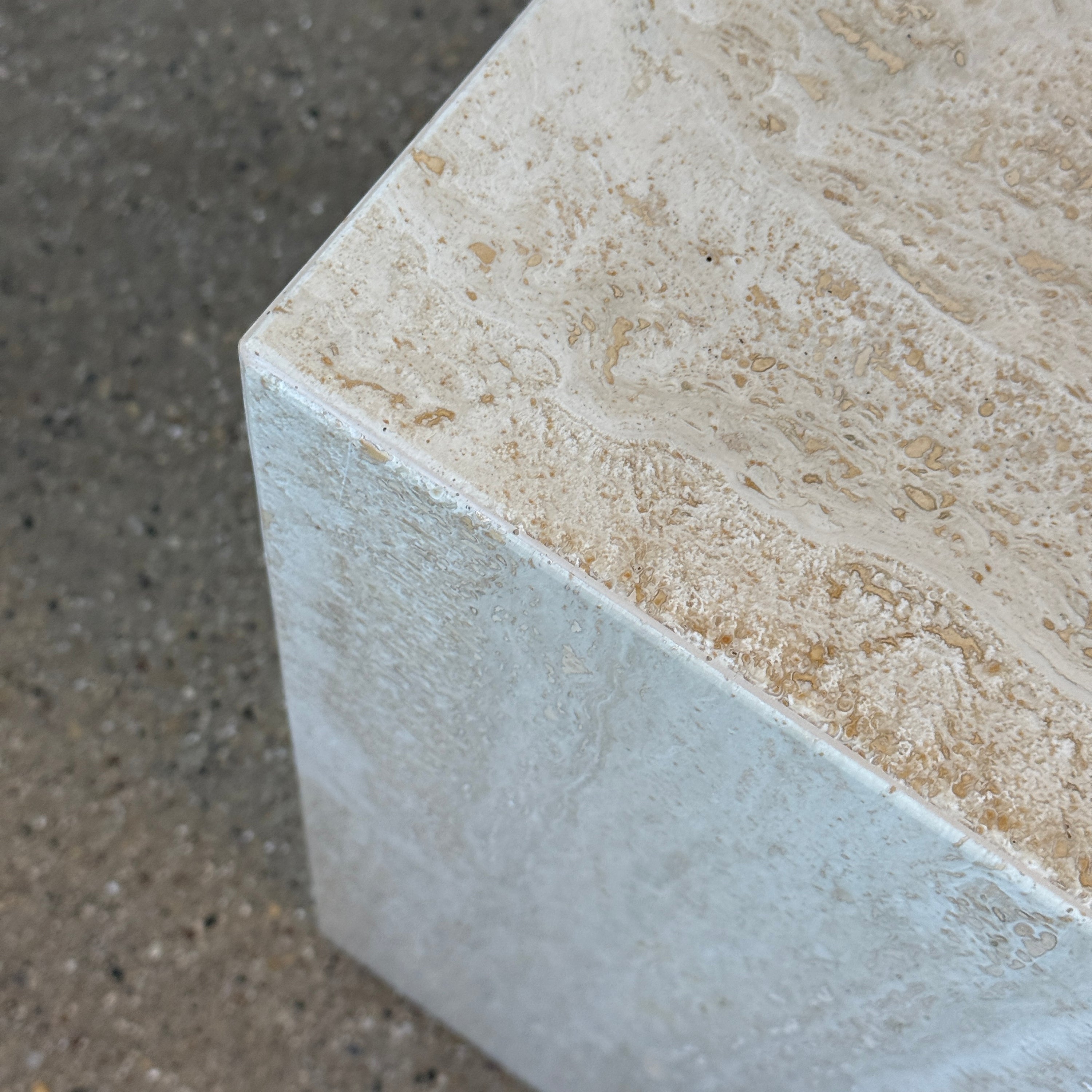 Vintage Travertine Cube Side Table