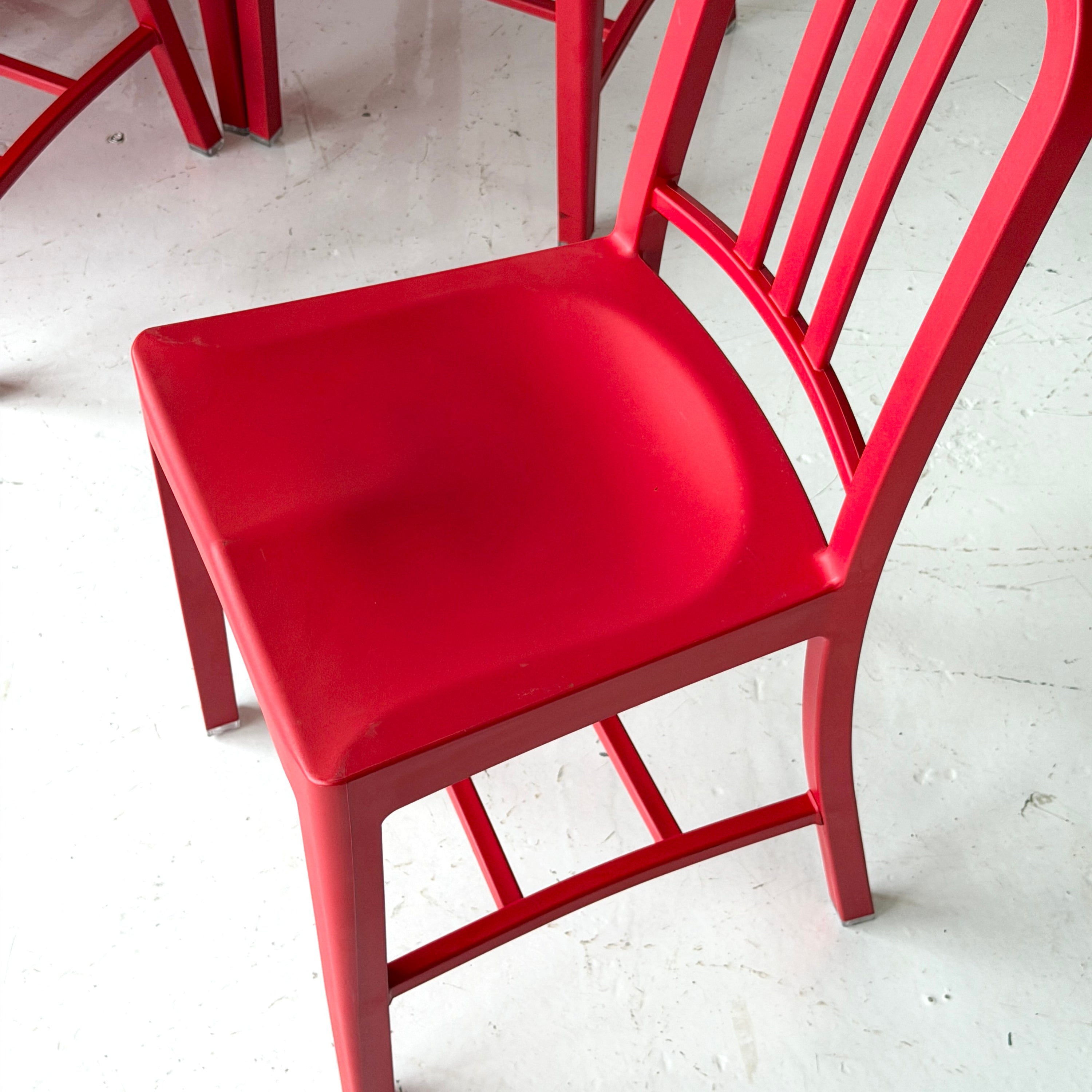 Red 1006 Plastic Navy Chairs by Emeco
