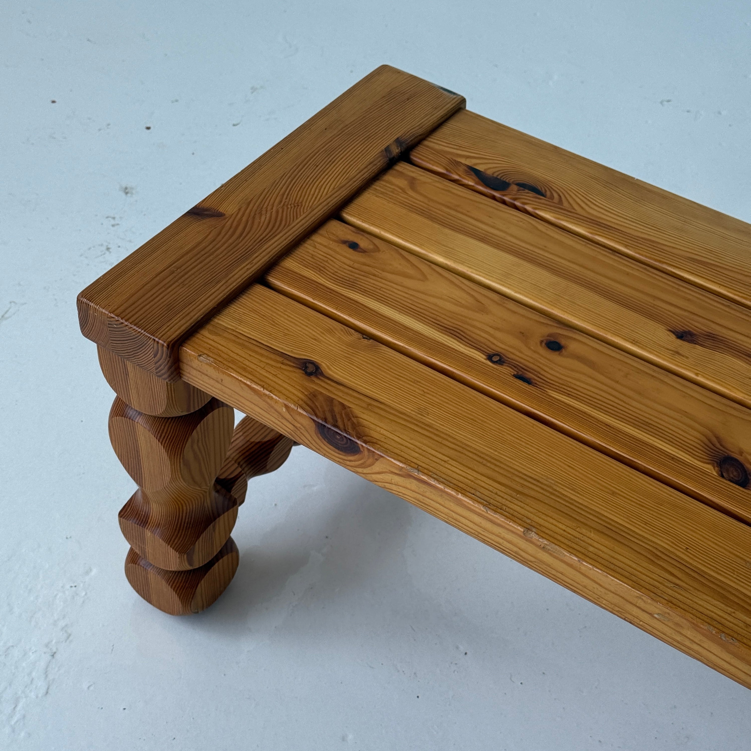 Brutalist Carved Pine Table/Bench by Glas Master Markaryd