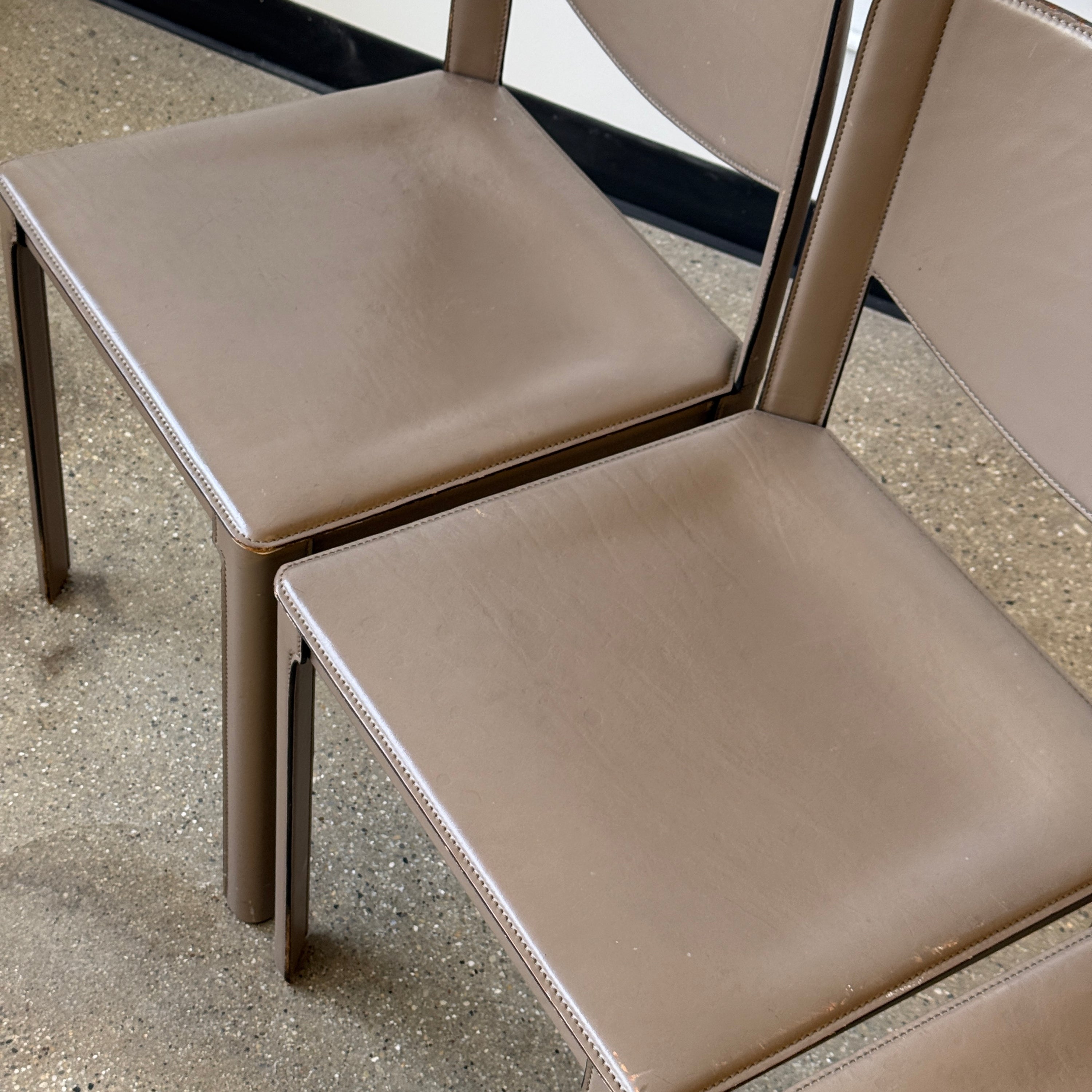 Italian Leather Dining Chairs by Matteo Grassi