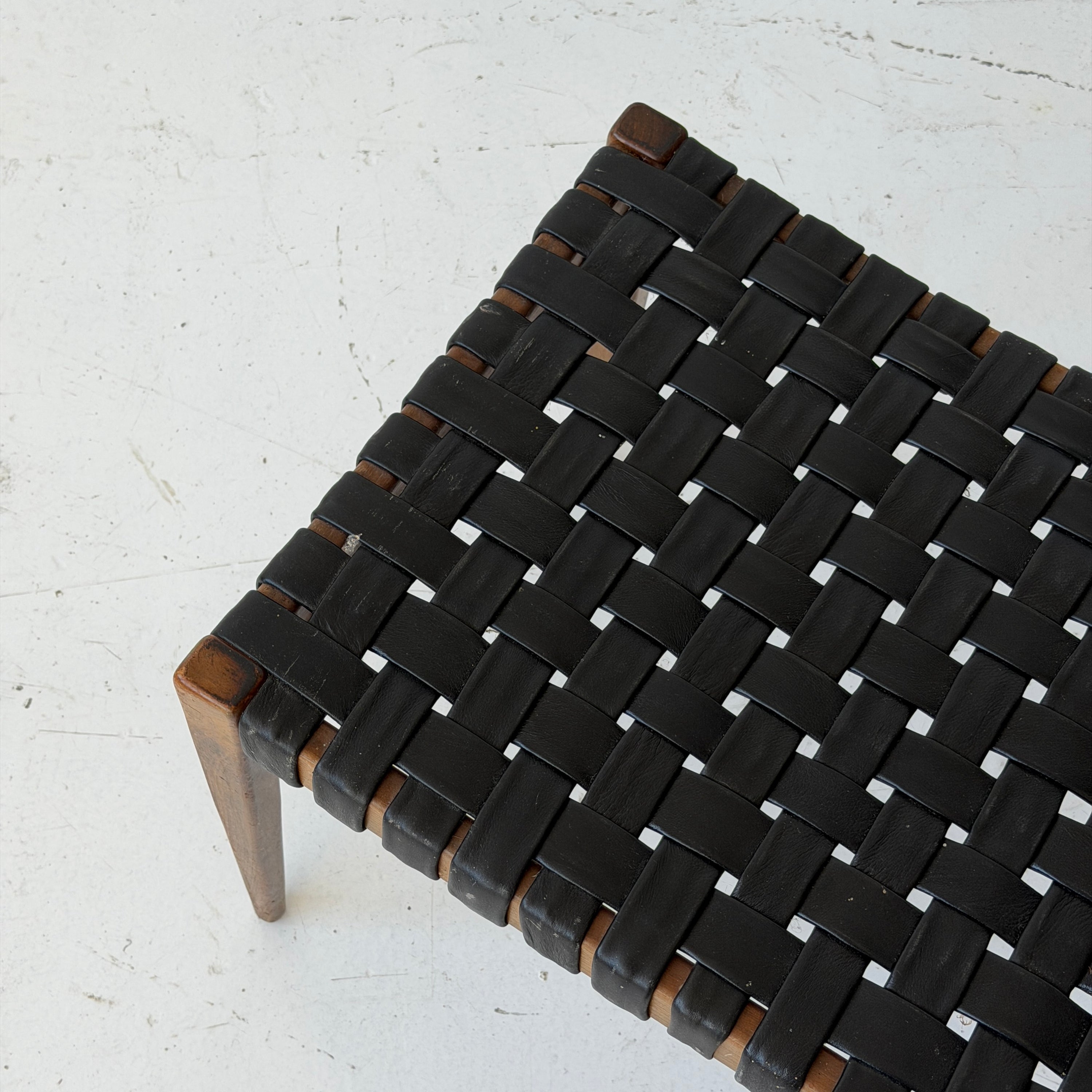 Mid Century Woven Wood Stool